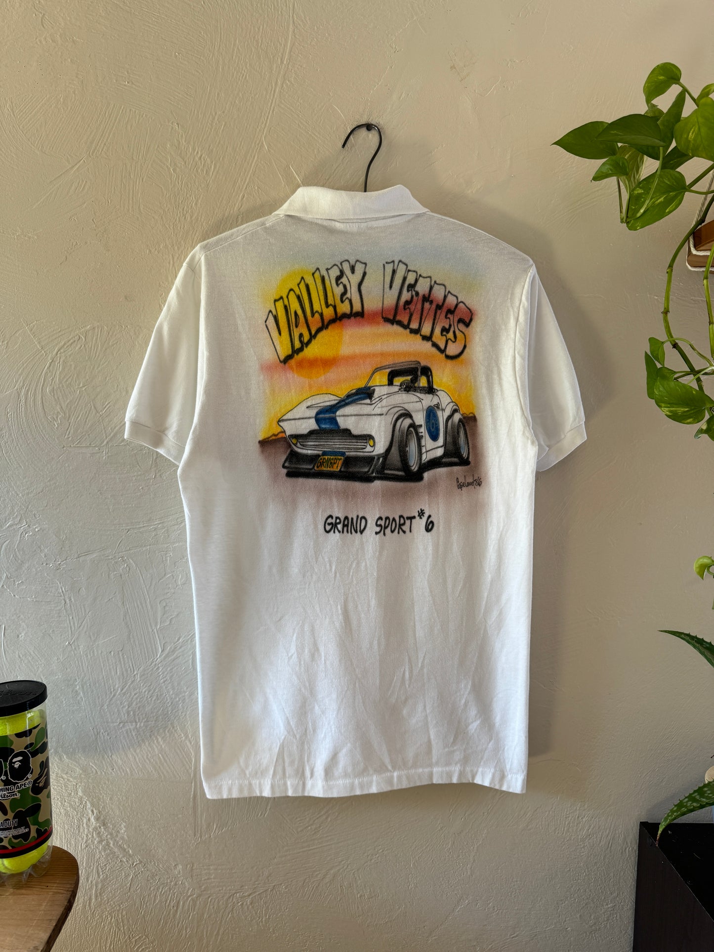 1980s Air Brushed Valley Vettes Racing Polo Shirt