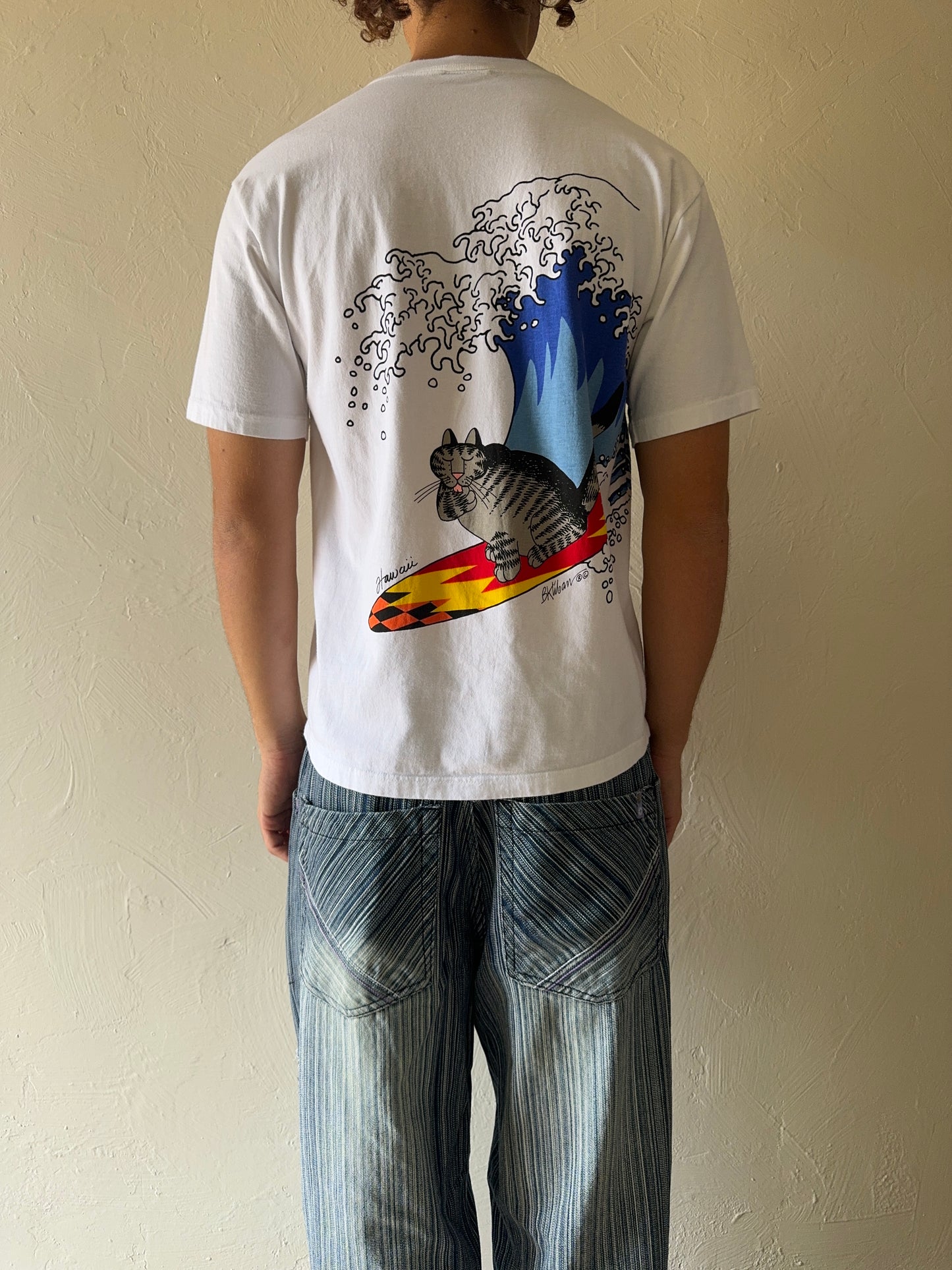 1990s Crazy Shirts Surfing Cat T-Shirt