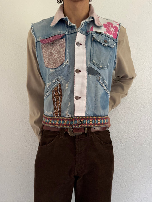 1970s Wrangler Hippie Custom Made Denim Chopped Vest