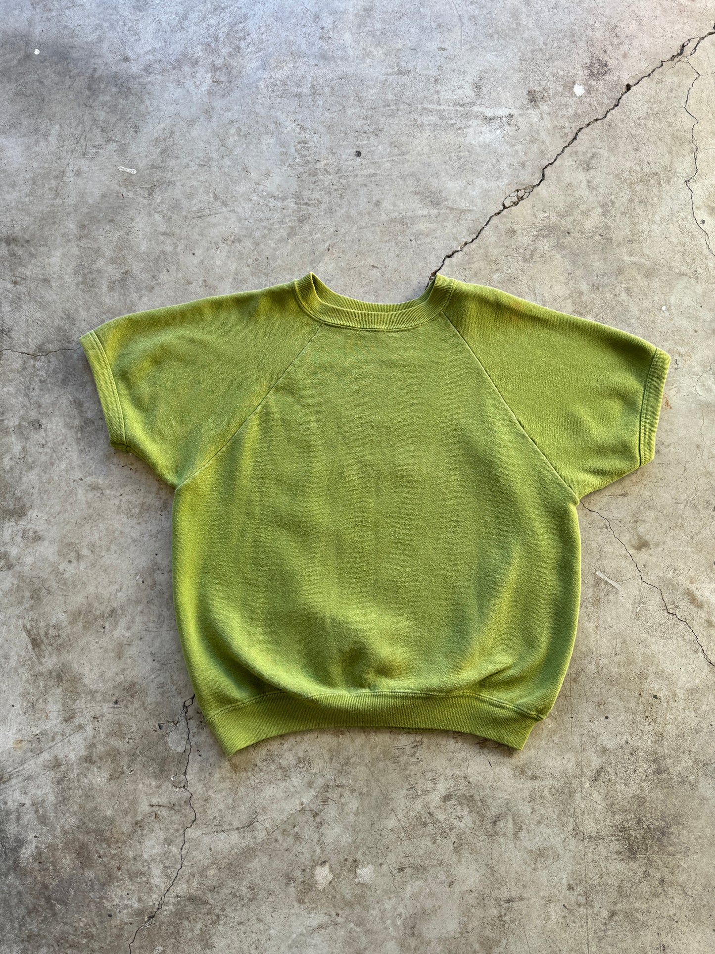 1960/70s Olive Green Blank Short Sleeve Sweater