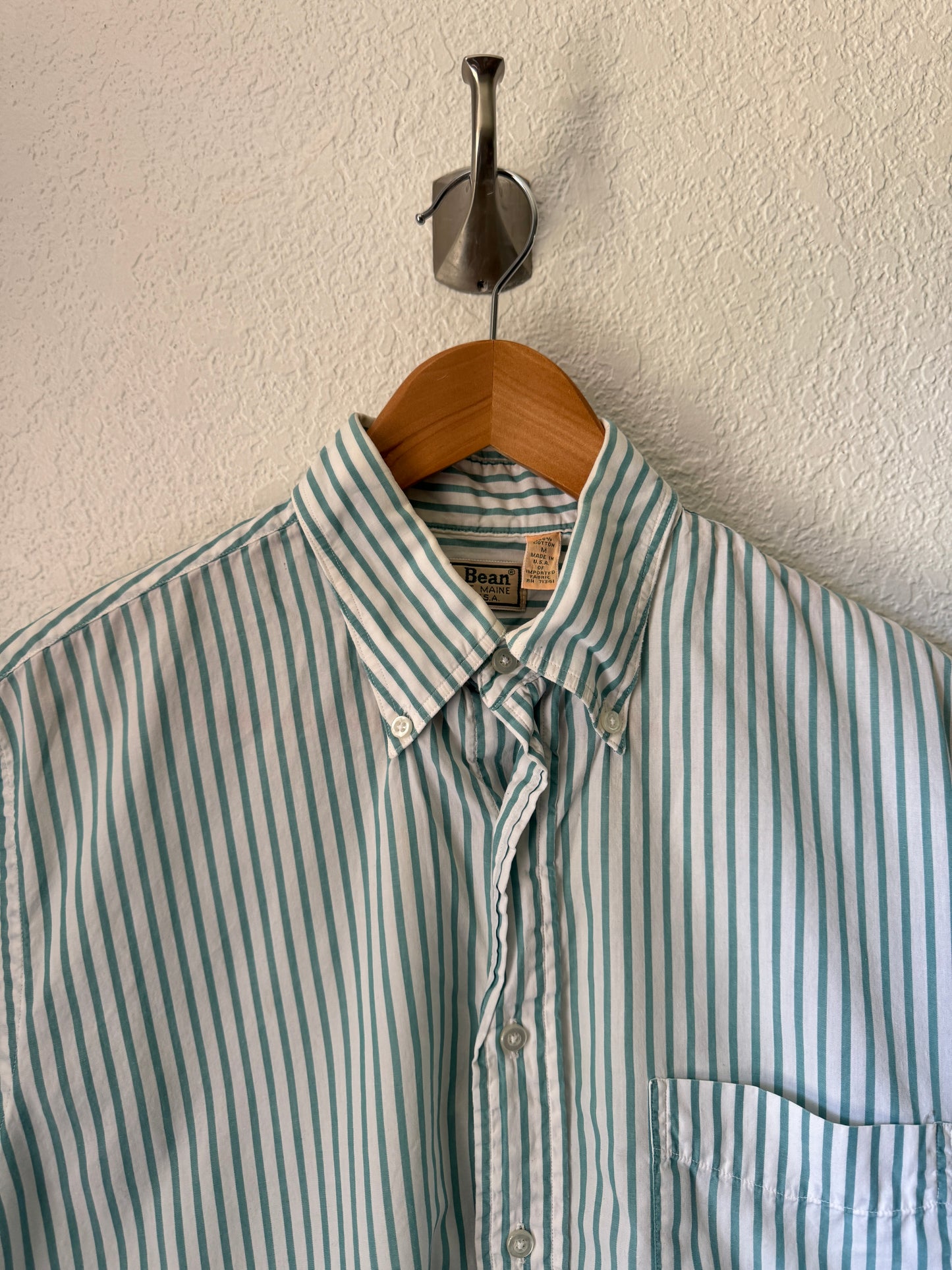 1990s LL Bean Striped Button Down Short Sleeve Shirt