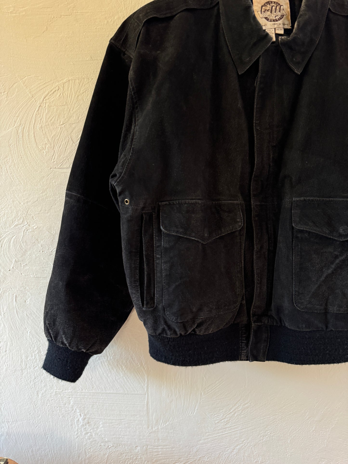 Vintage Global Identity G-III Suede Leather Bomber Flight Jacket