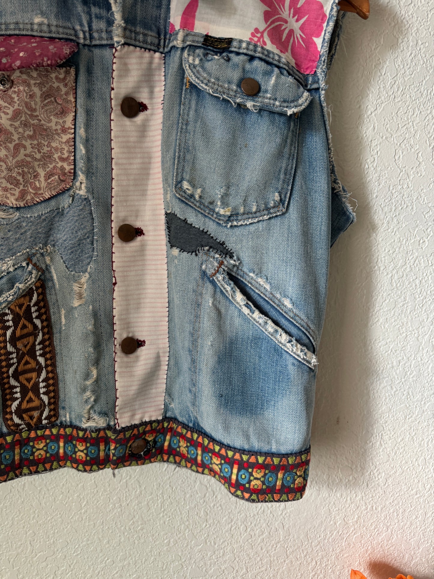 1970s Wrangler Hippie Custom Made Denim Chopped Vest