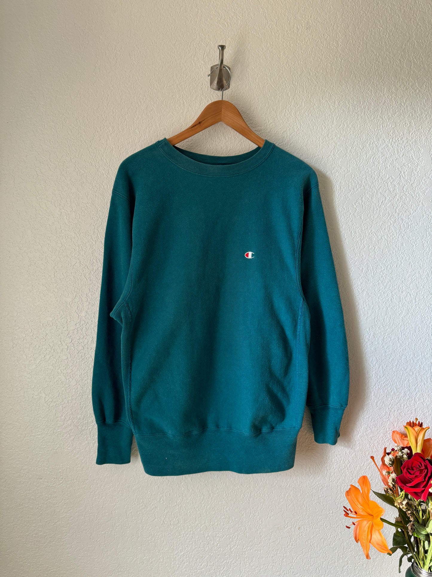 1990s Champion Reverse Weave Teal Crewneck Sweater