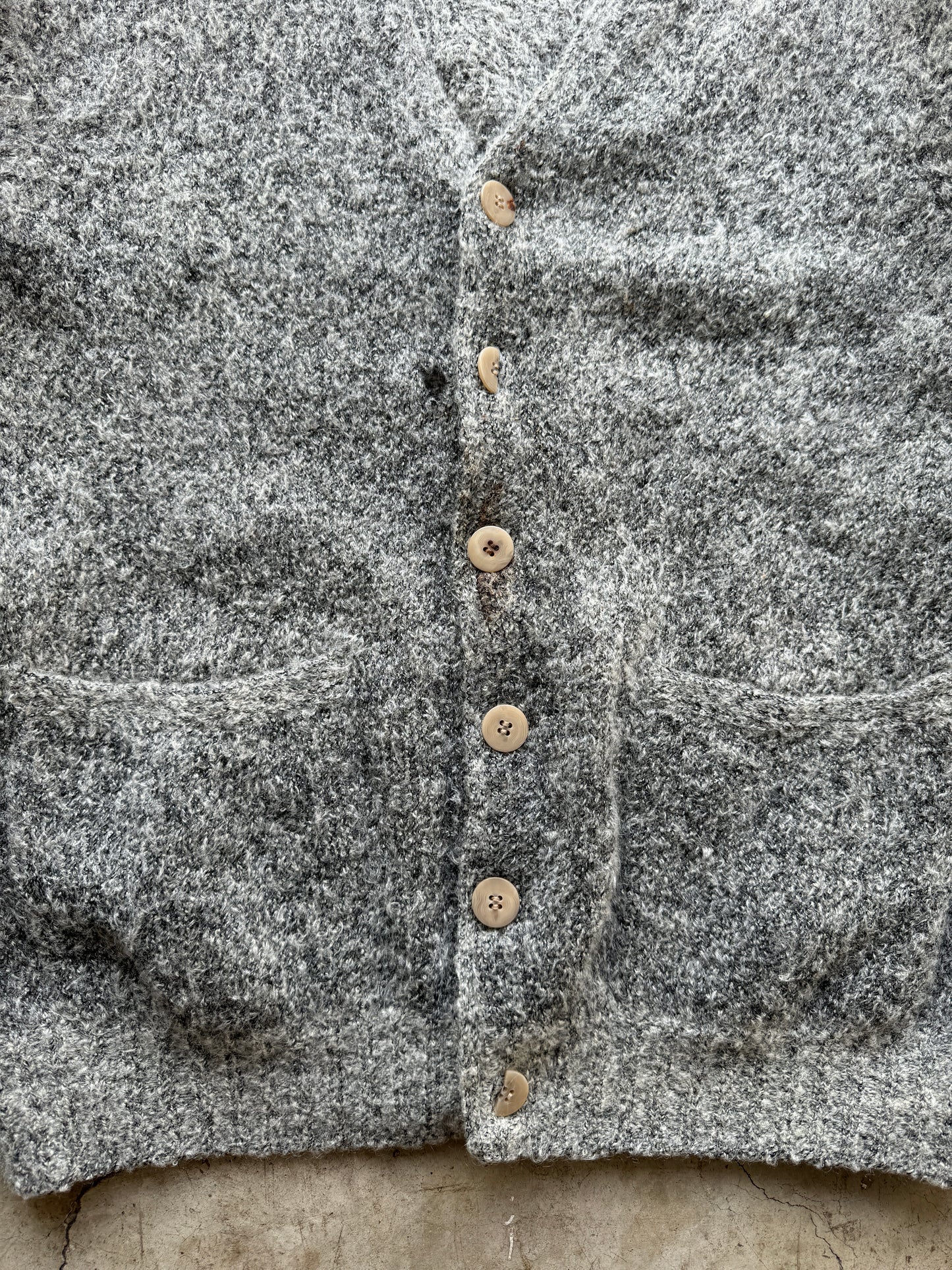 1960s Thane Mohair Fuzzy Grey Cardigan