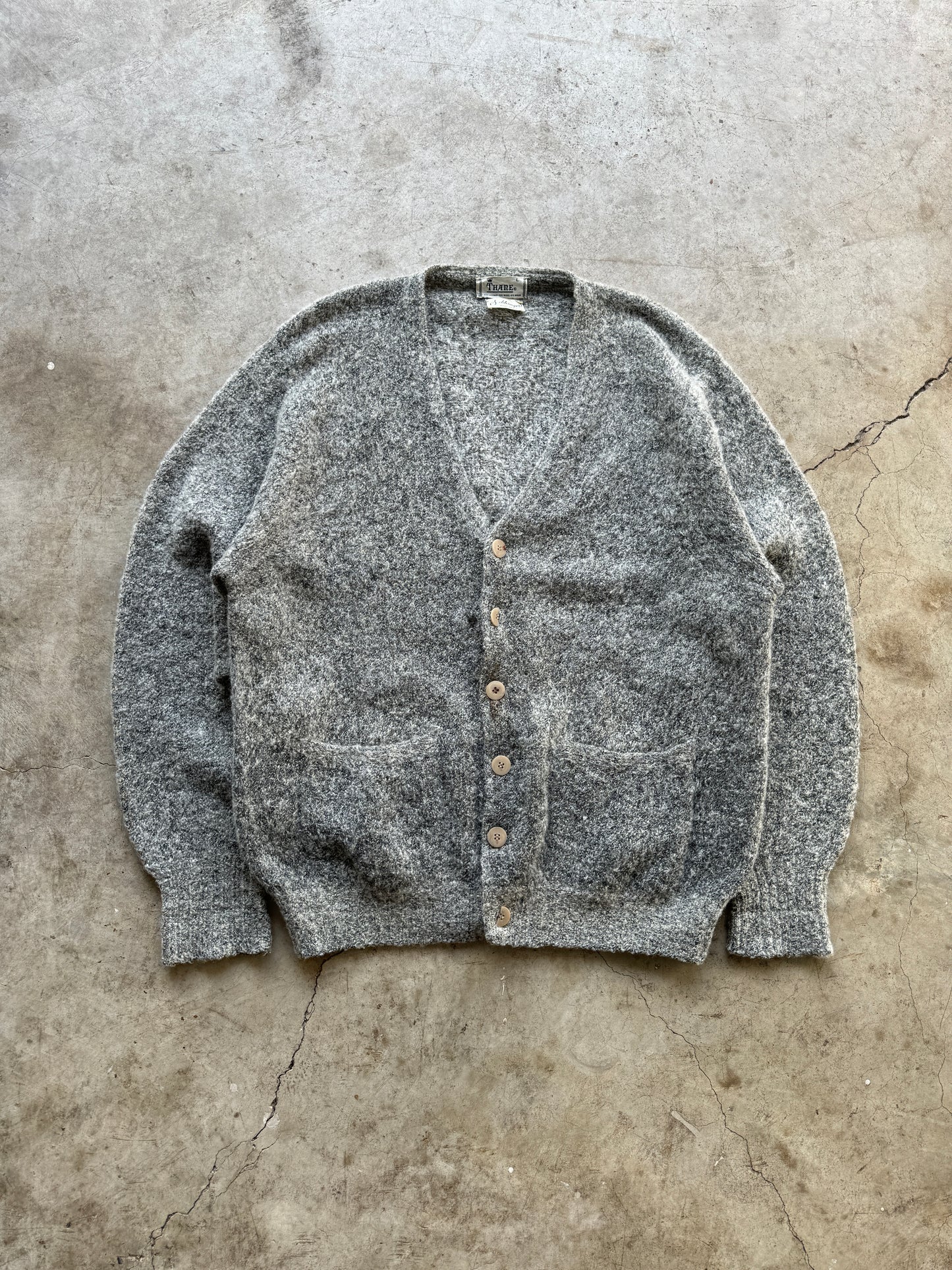 1960s Thane Mohair Fuzzy Grey Cardigan