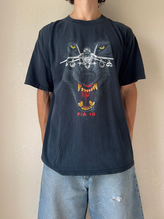 2000s F/A-18 Super Hornet Fighter Wolf T-Shirt