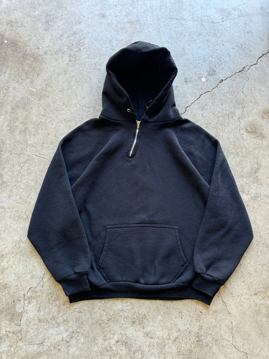 1970/80s Side Quarter Zip Up Black Hoodie