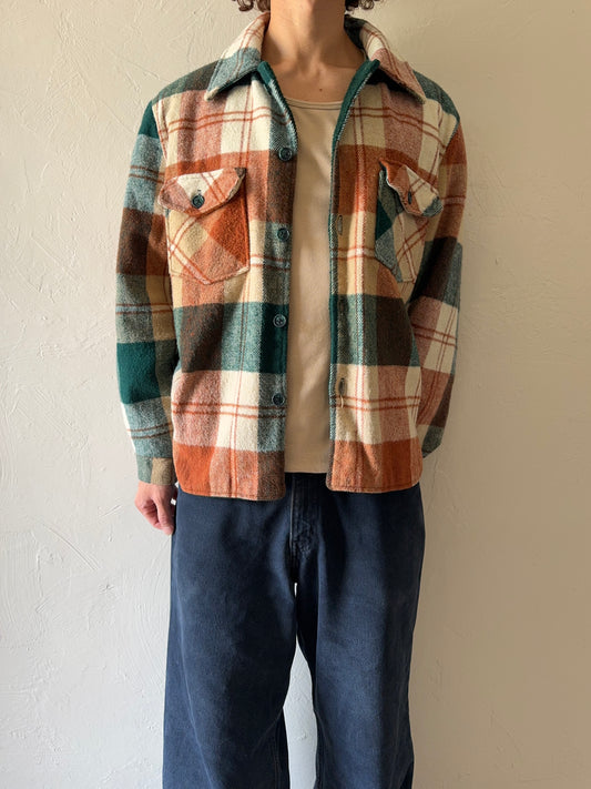 1970s JC Penney Heavy Cotton Plaid Fleece Lined Flannel