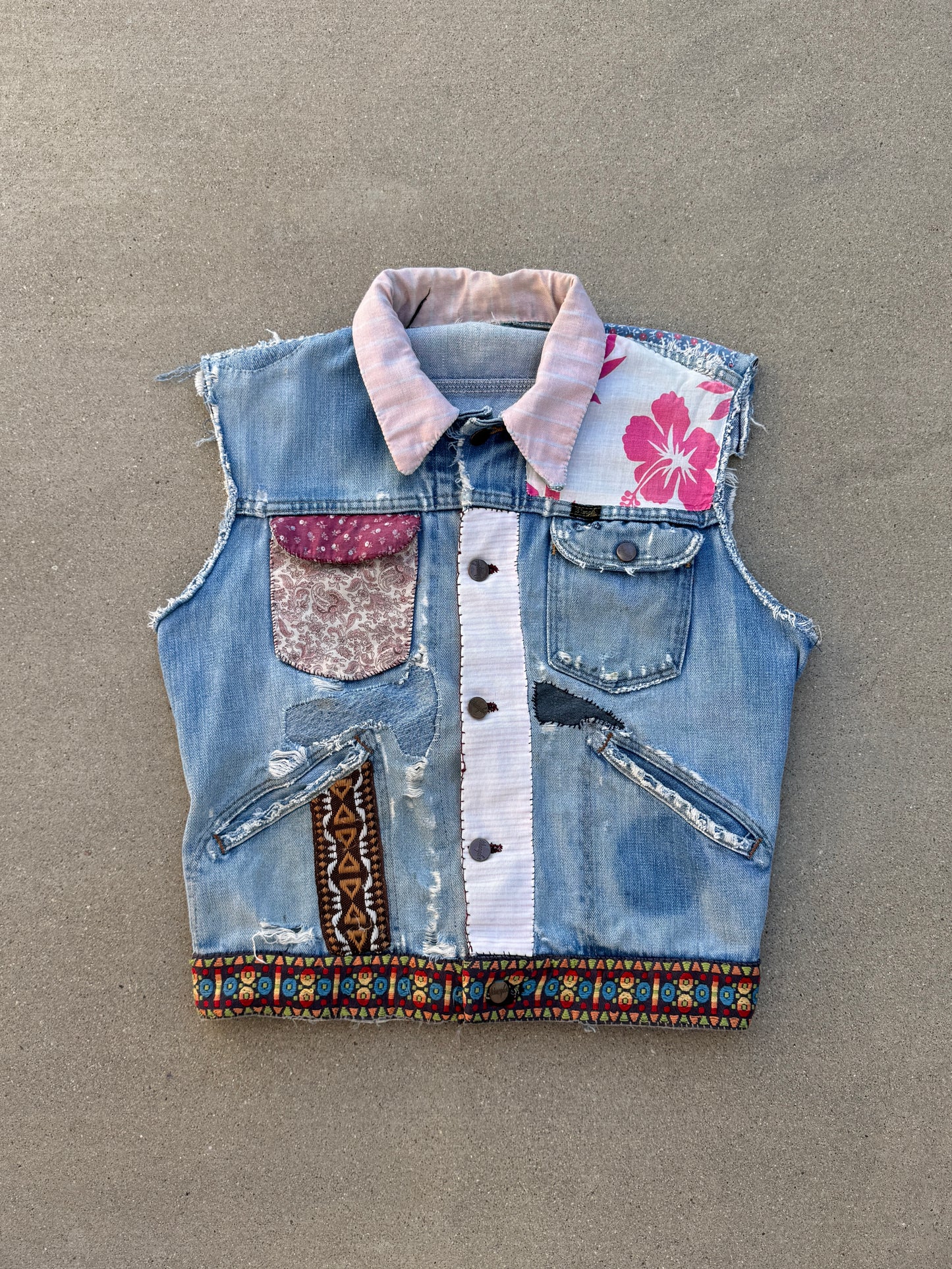 1970s Wrangler Hippie Custom Made Denim Chopped Vest