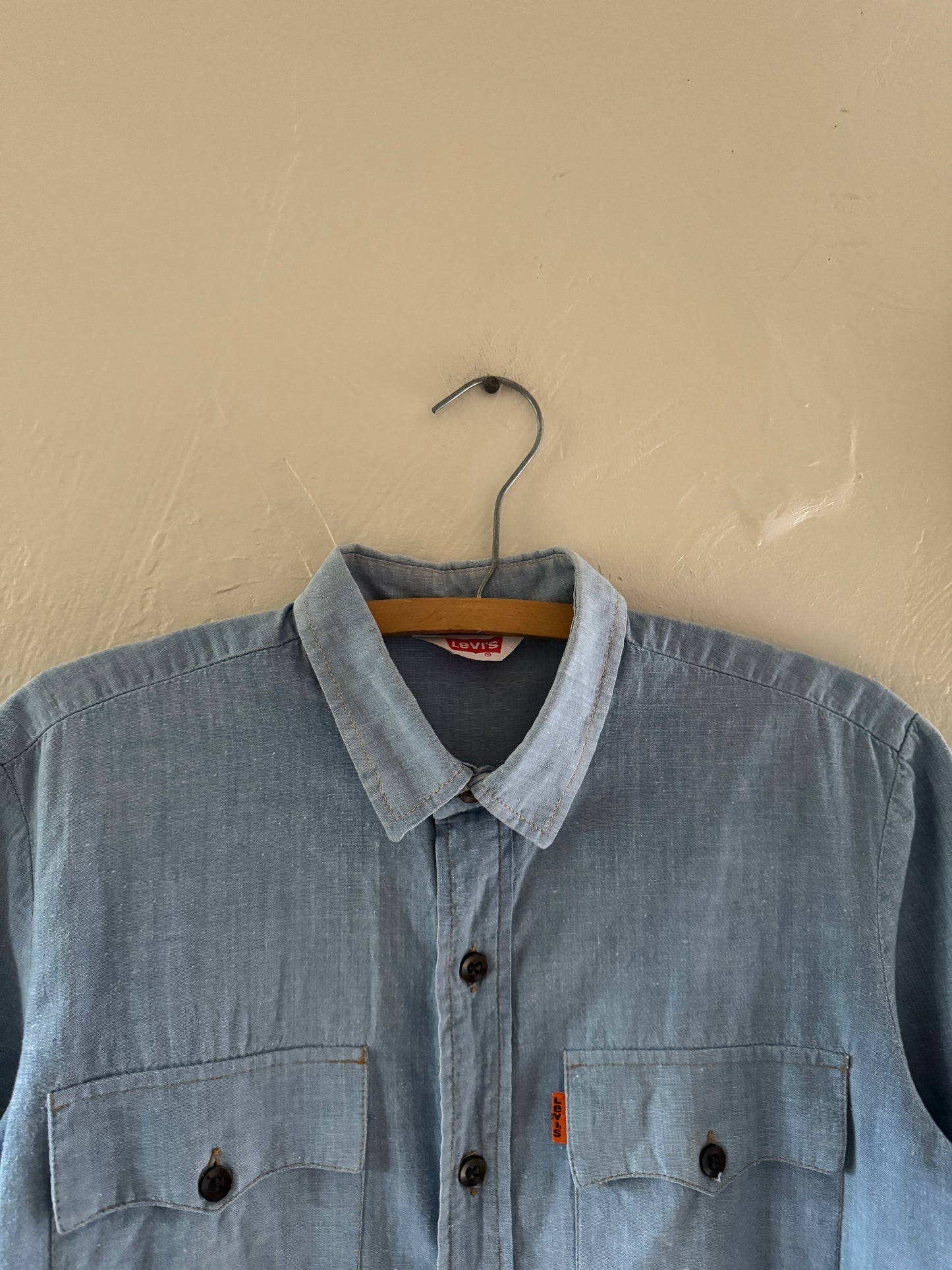 1970s Levis Orange Tab Short Sleeve Button Up Shirt