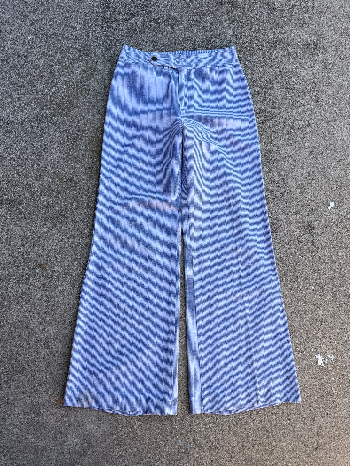 1970s Sisley Hickory Stripe Flared Bell Bottoms Pants