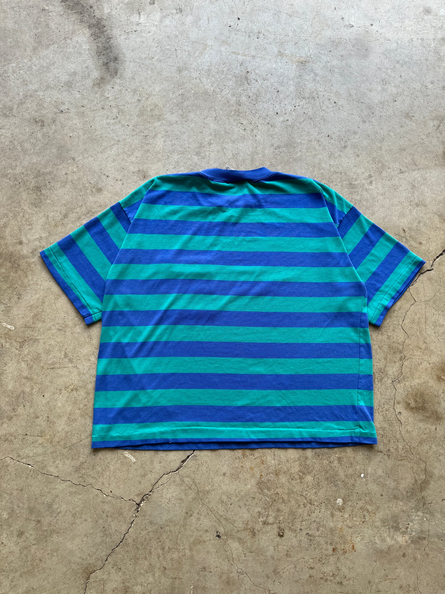 1980/90s Striped Boxy Blue Pocket T-Shirt