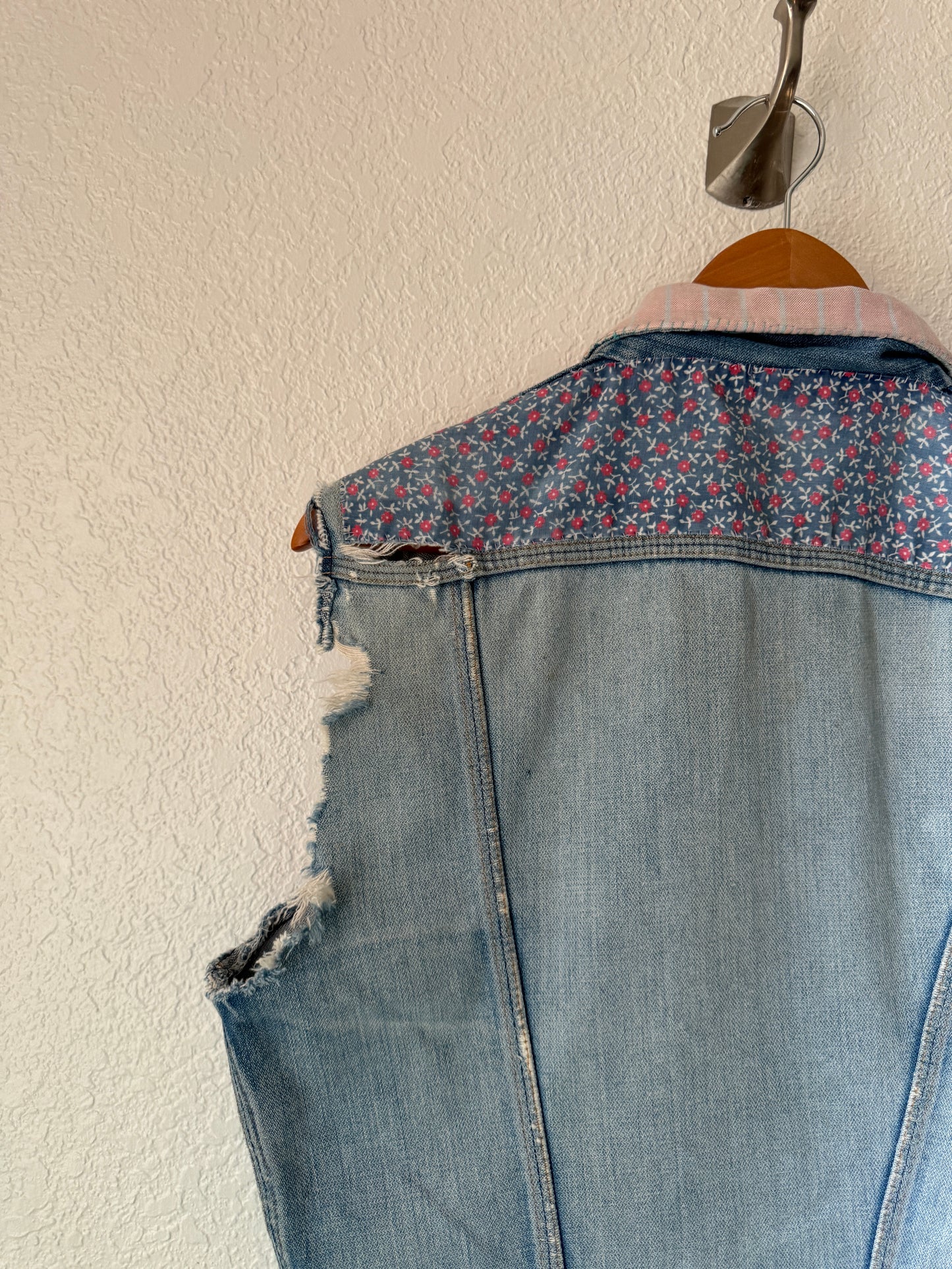 1970s Wrangler Hippie Custom Made Denim Chopped Vest