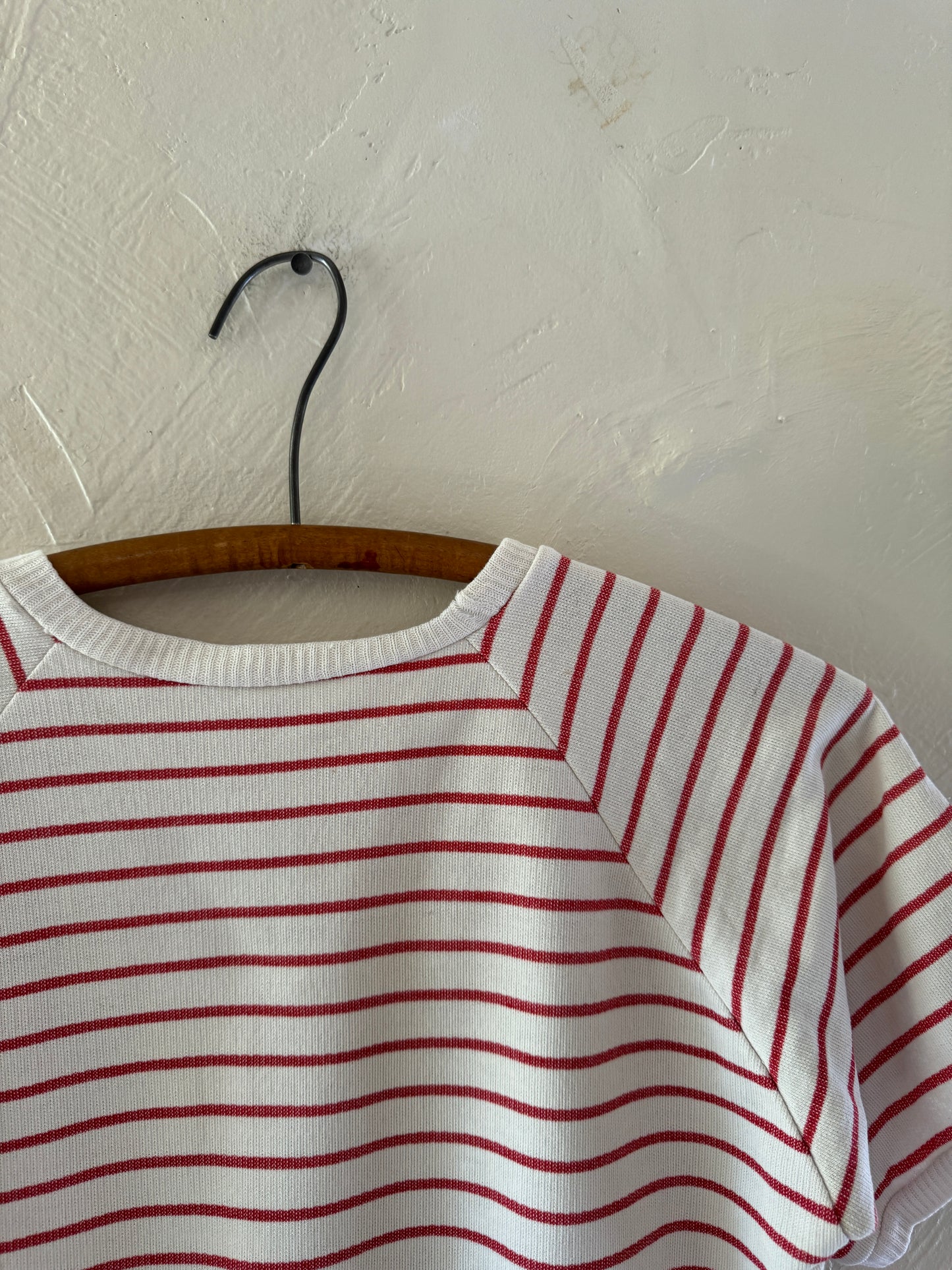 Vintage Single V Striped Short Sleeve Sweater