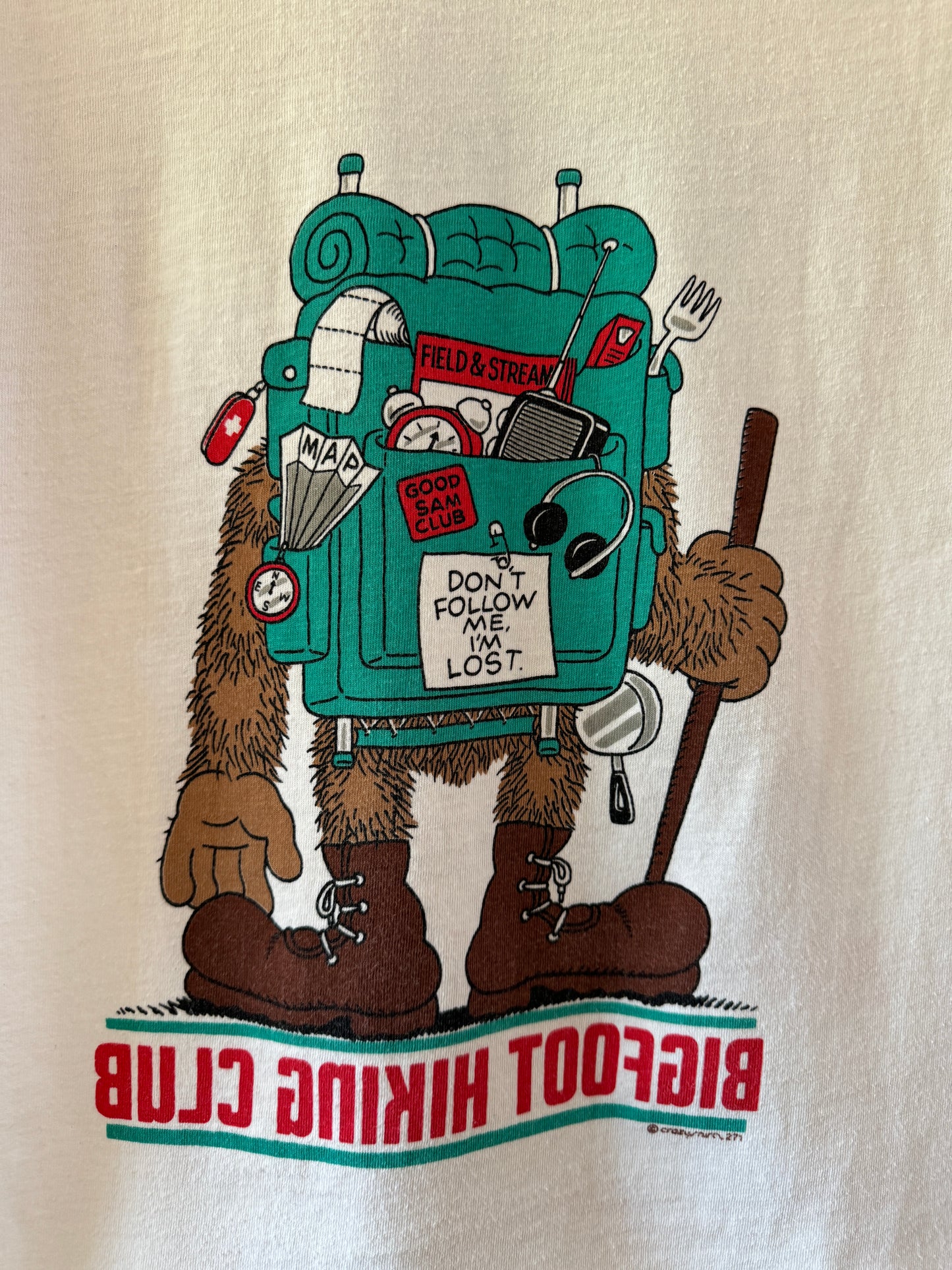 1980s Big Foot Hiking Don’t Follow Me, I’m Lost T-Shirt