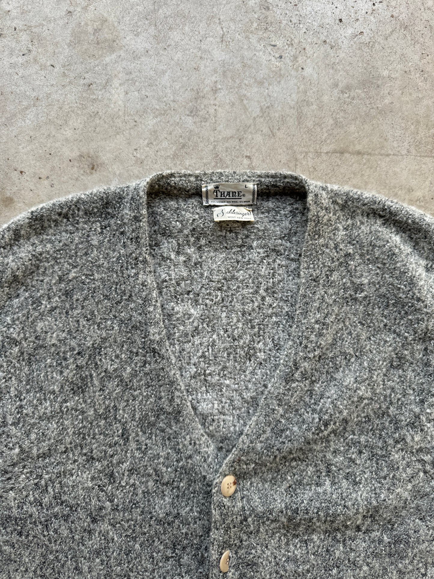 1960s Thane Mohair Fuzzy Grey Cardigan