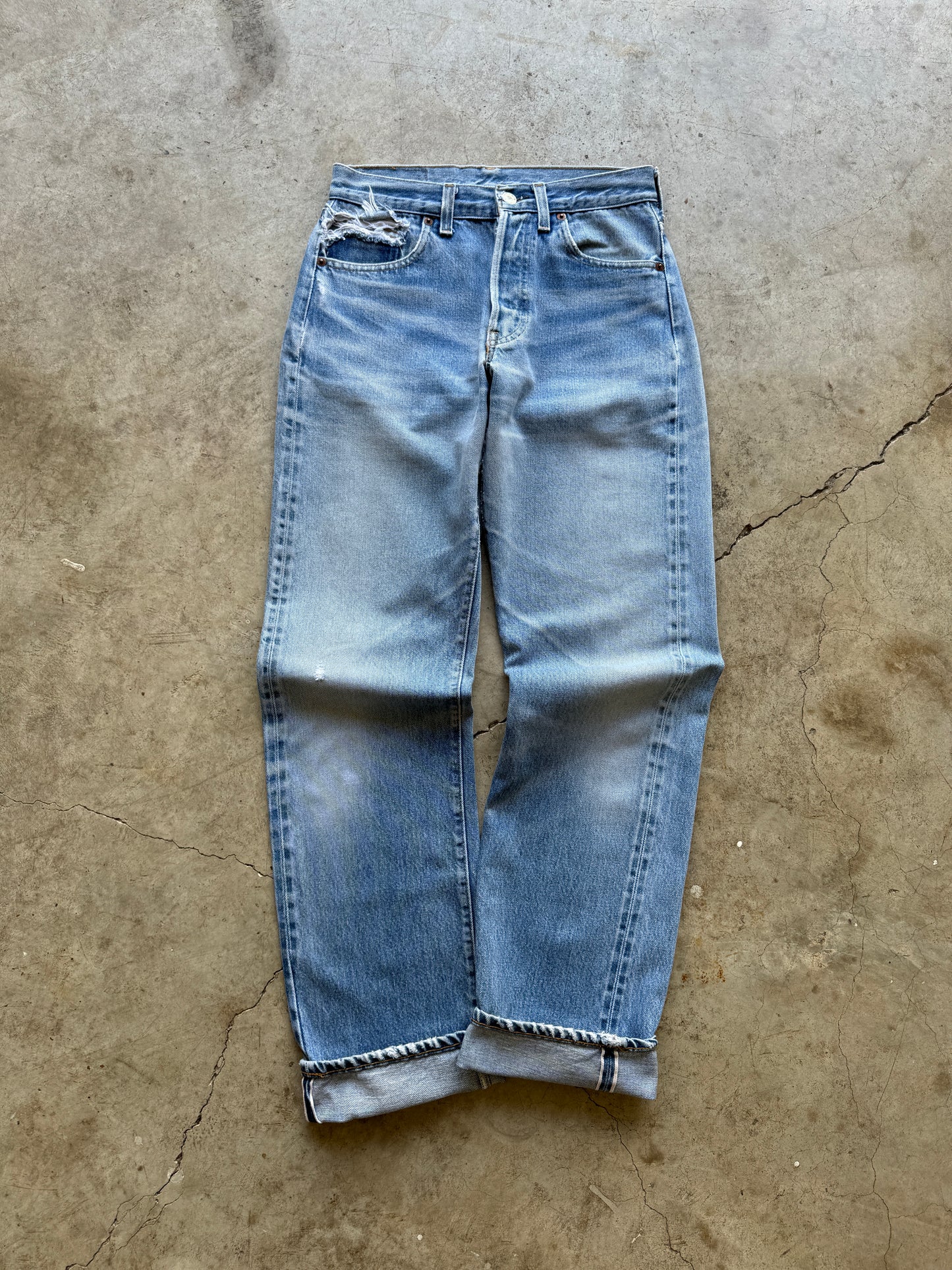 1970/80s Levis 501s Selvedge Distressed Jeans (27W x 34L)