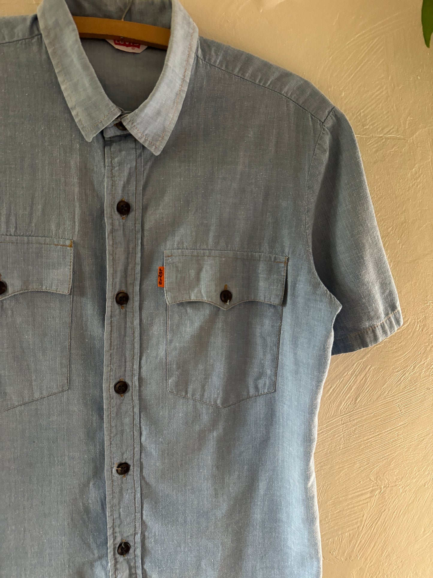 1970s Levis Orange Tab Short Sleeve Button Up Shirt