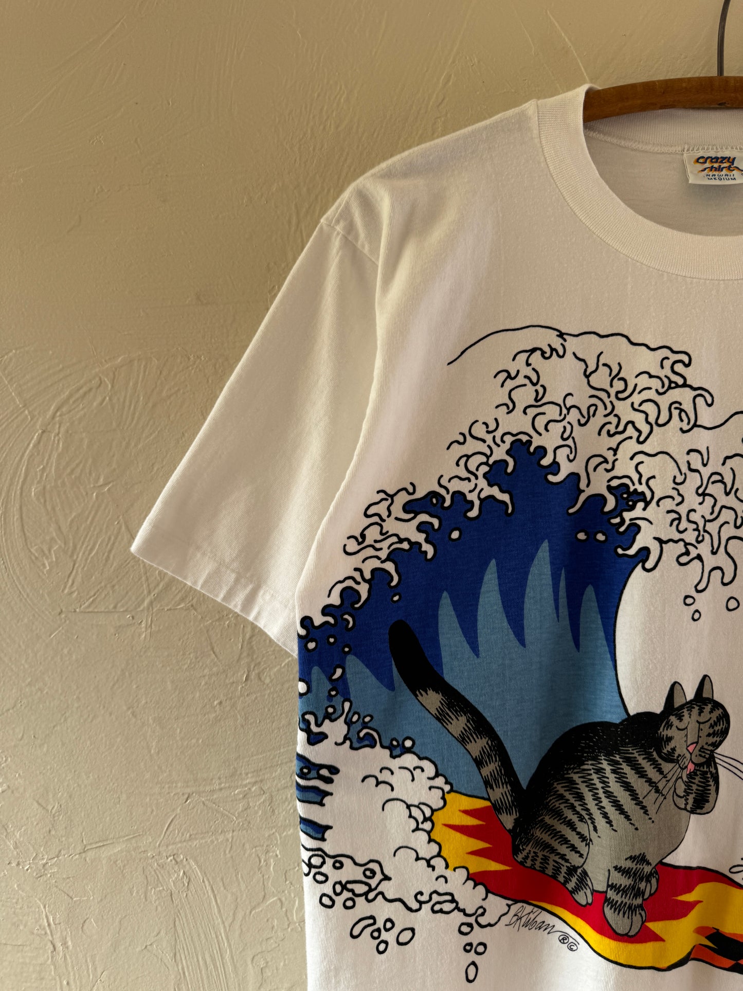 1990s Crazy Shirts Surfing Cat T-Shirt