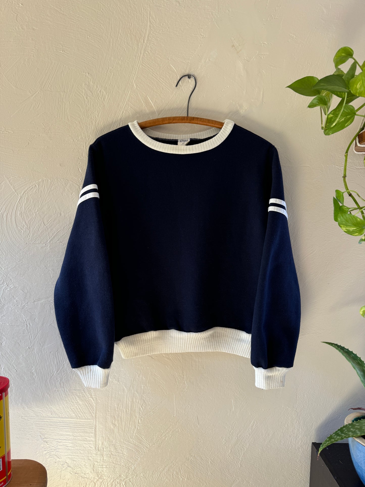 1980s Navy Two Tone Crewneck Sweater