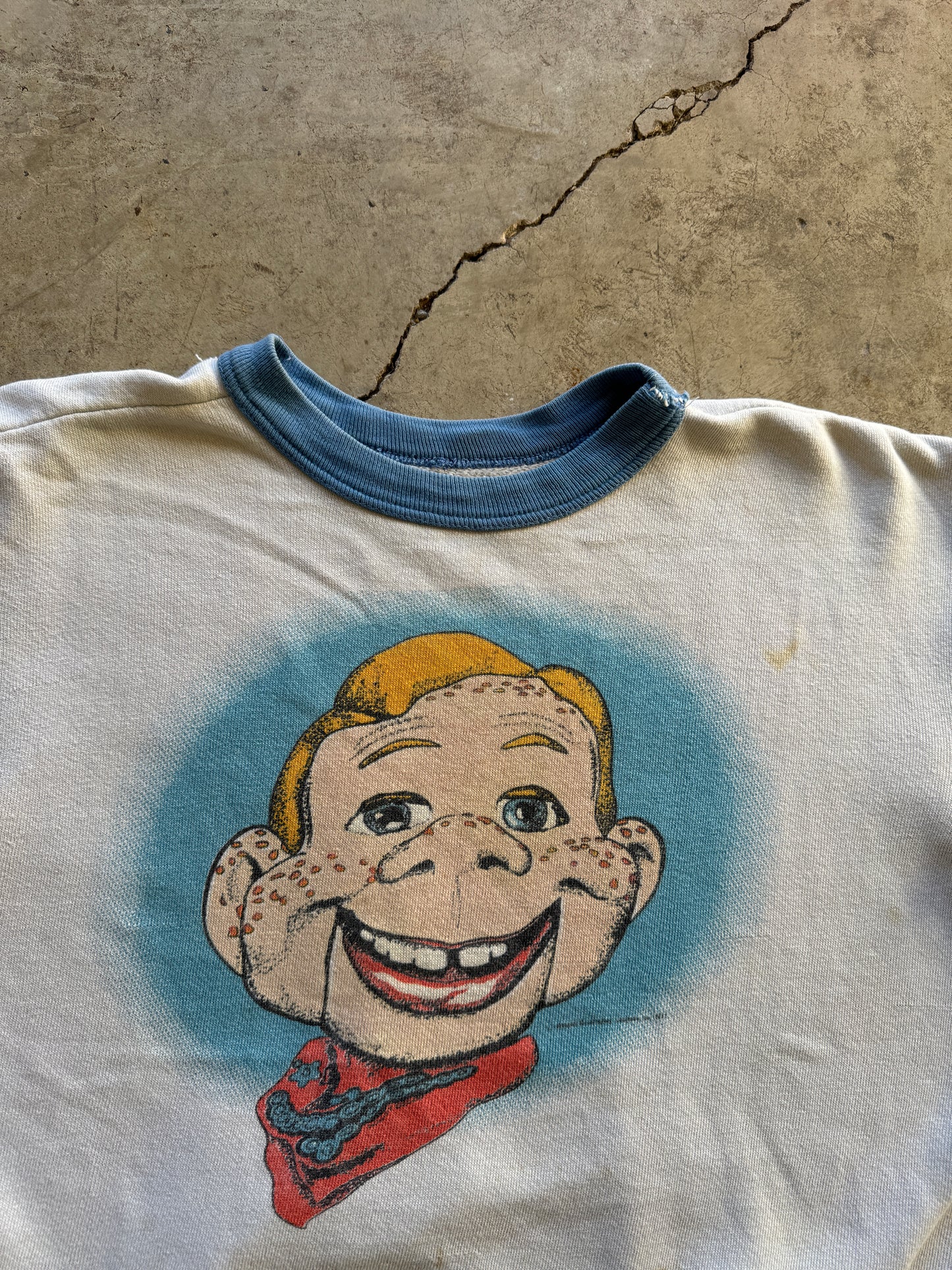 1970s Howdy Doody Two Tone Short Sleeve Sweater