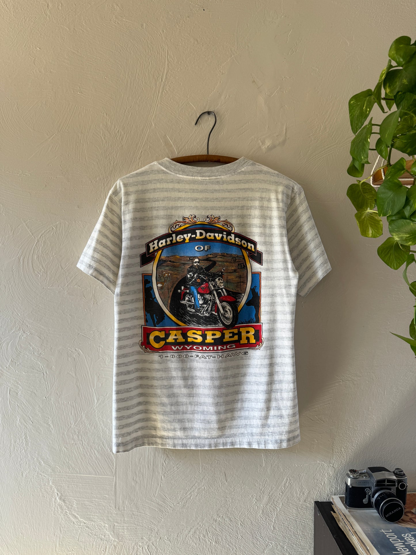 1990s Harley Davidson Casper Wyoming Stripped T-Shirt