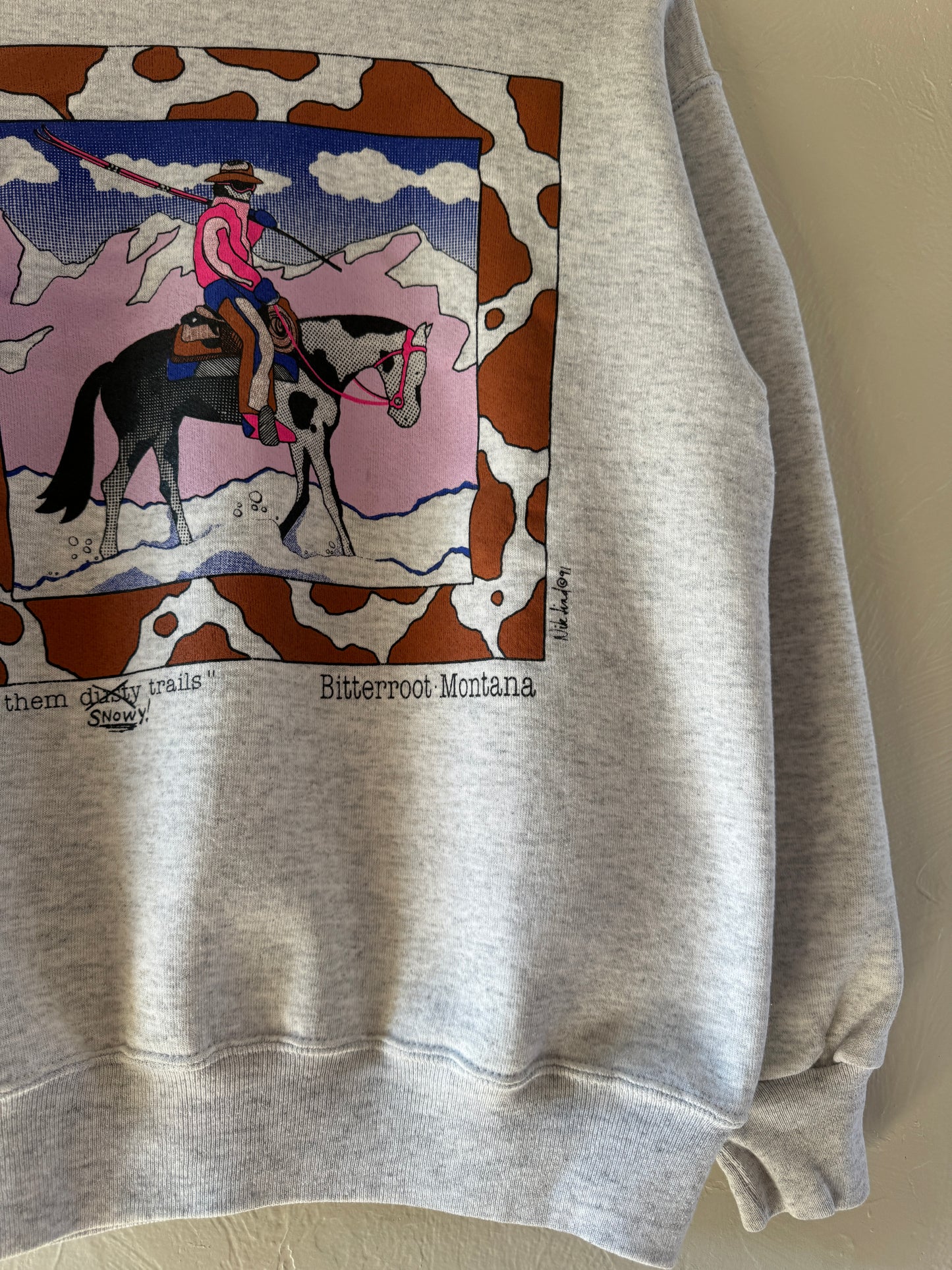 1990s Montana Bitterroot Snow Cowboy Sweater