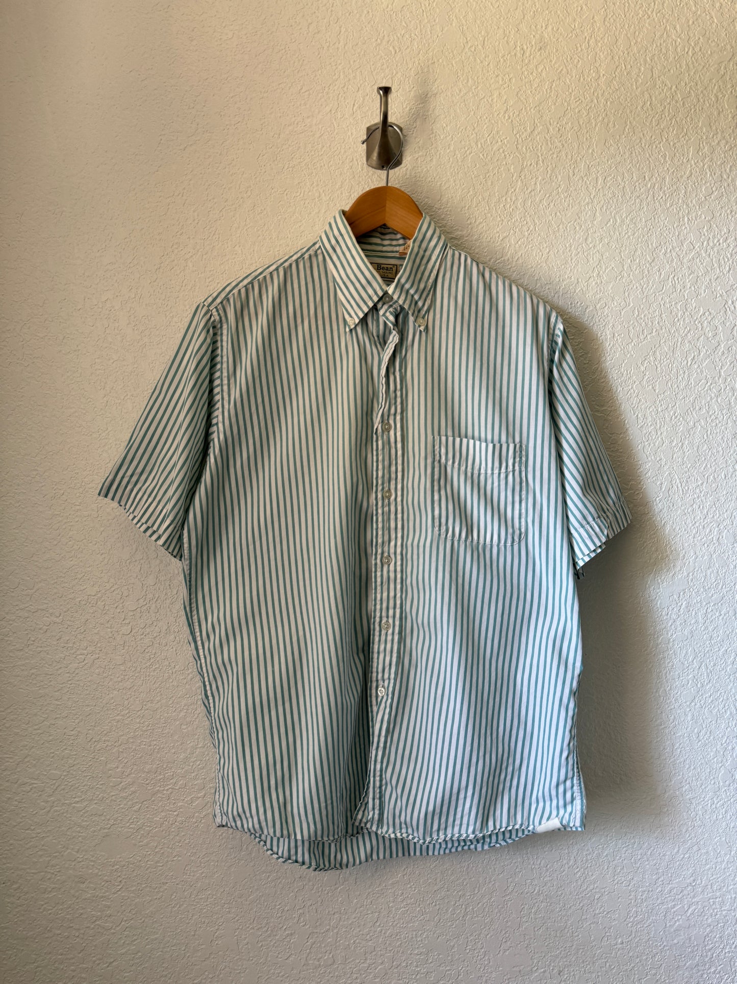 1990s LL Bean Striped Button Down Short Sleeve Shirt