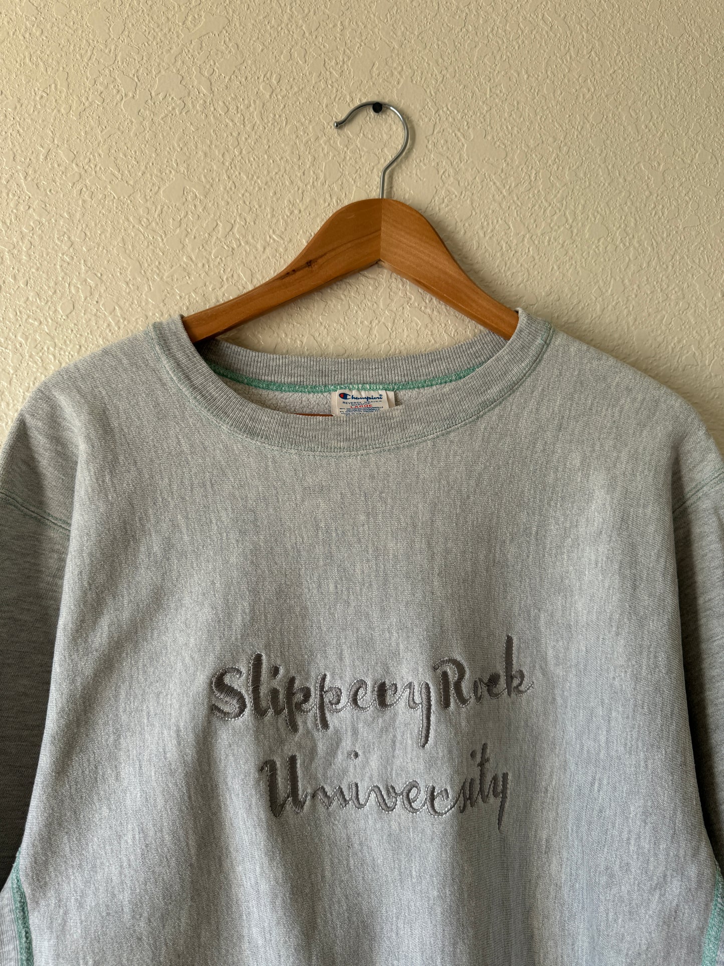 1980s Champion Reverse Weave Slippery Rock University Crewneck Sweater