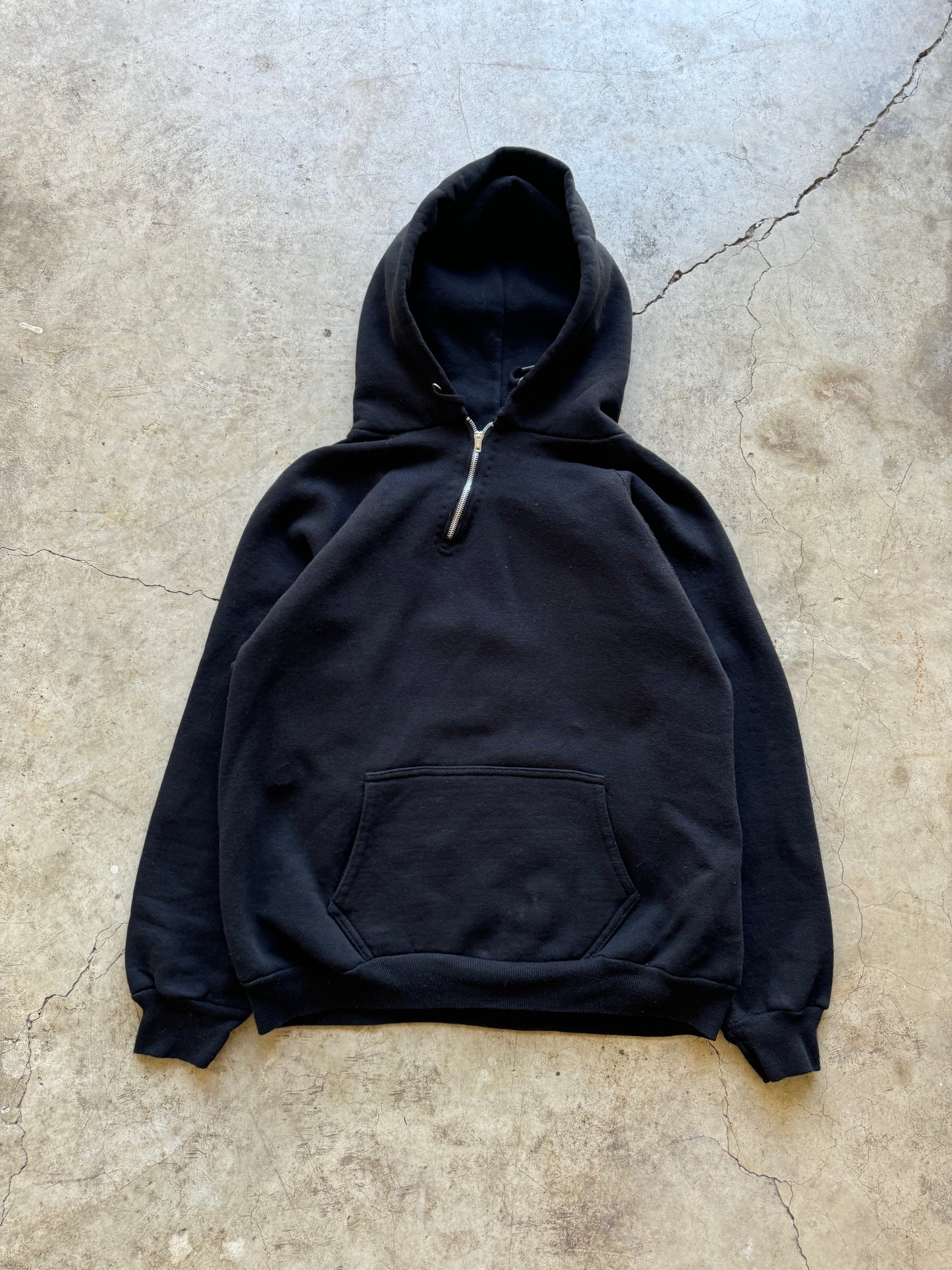 1970/80s Side Quarter Zip Up Black Hoodie