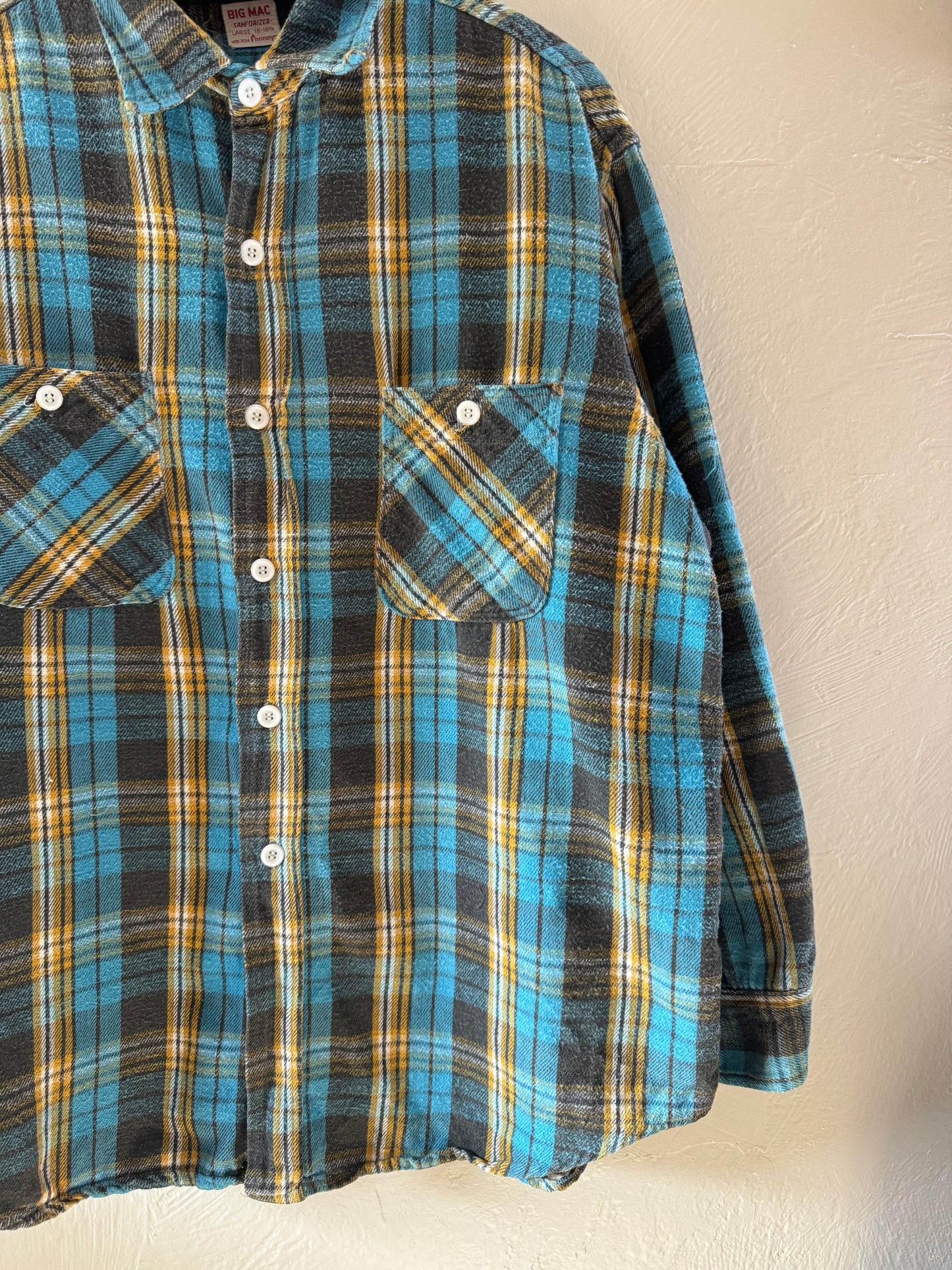 1960s Big Mac Cotton Plaid Flannel Button Up Shirt