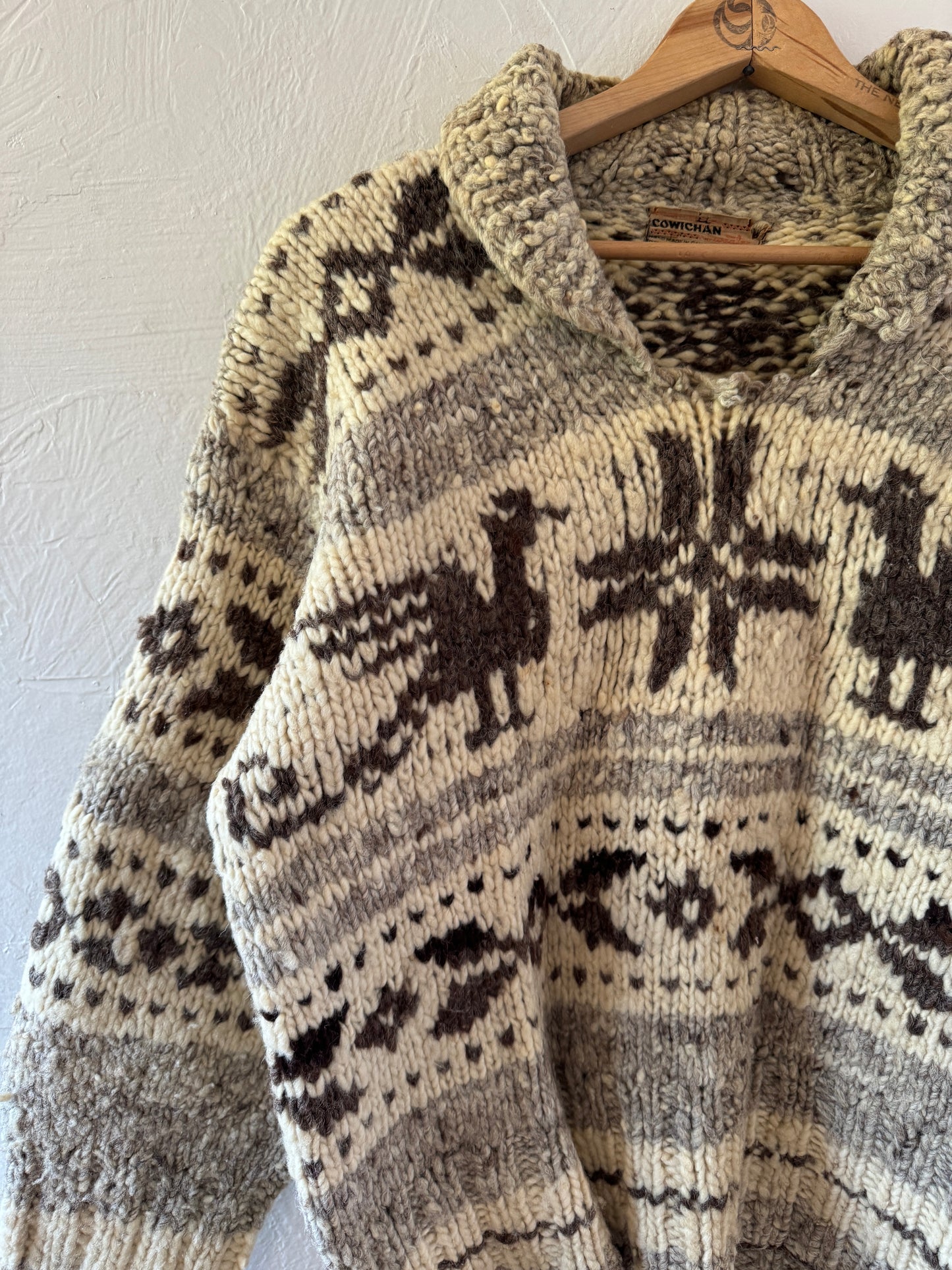 1960s Cowichan Handmade Knitted Canadian Heavy Pullover Sweater