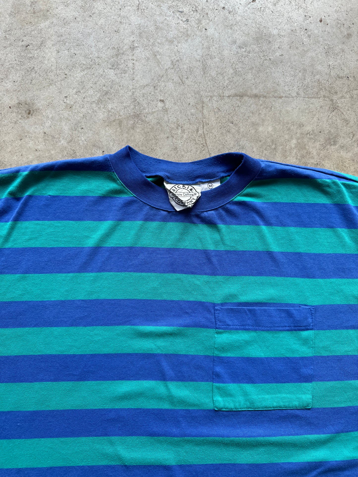 1980/90s Striped Boxy Blue Pocket T-Shirt