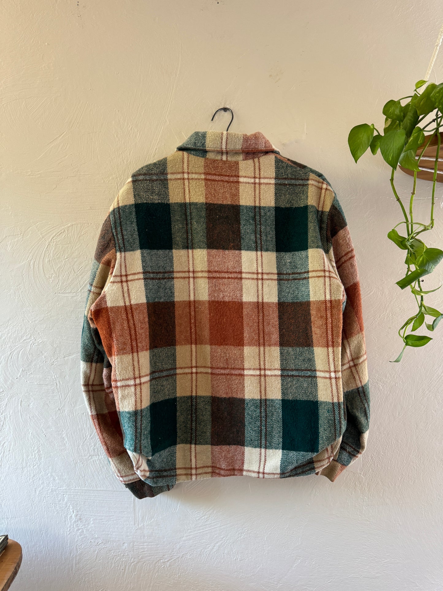 1970s JC Penney Heavy Cotton Plaid Fleece Lined Flannel