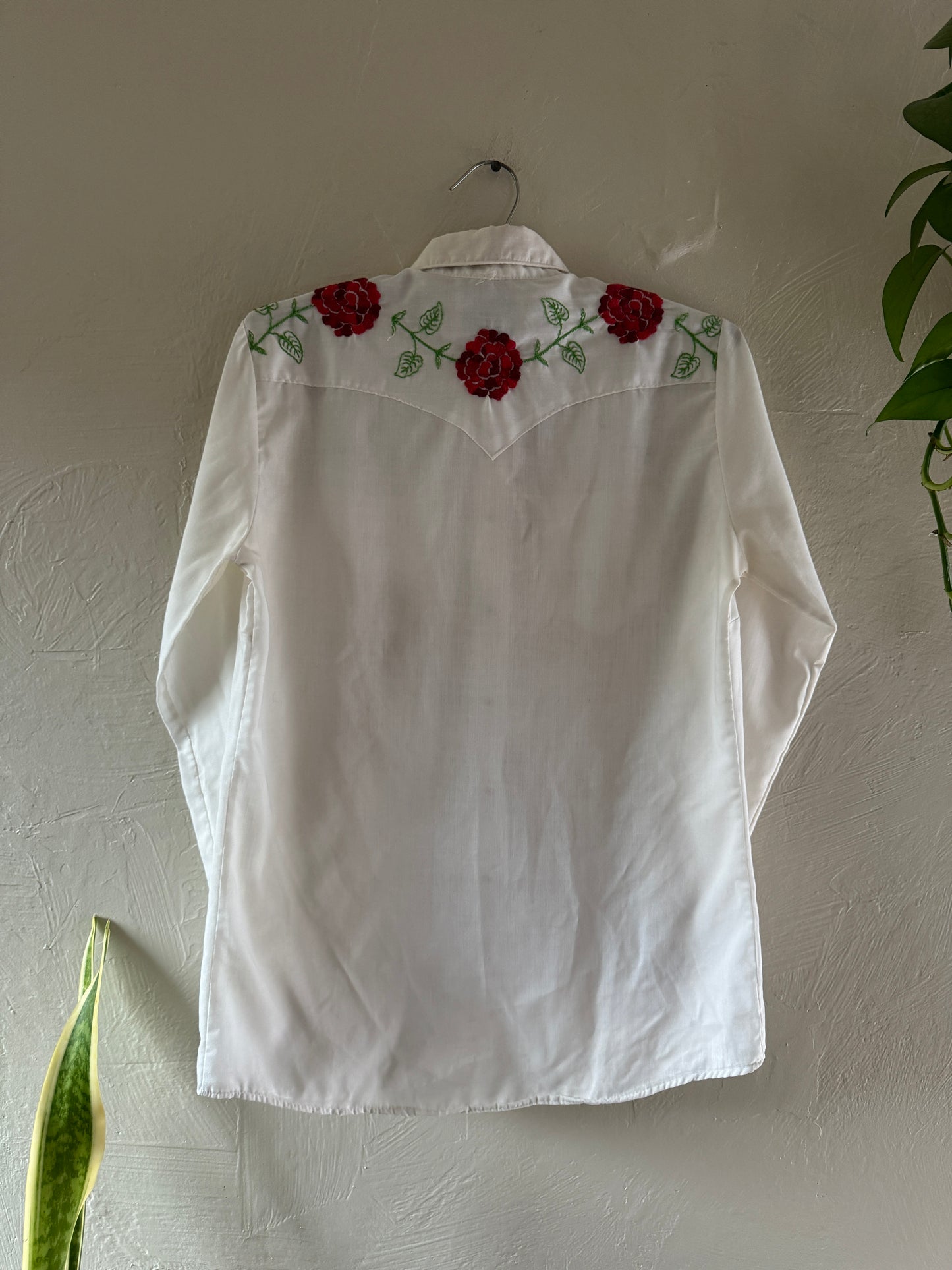 Vintage Western Pearl Snap Roses Button Up Shirt (2)