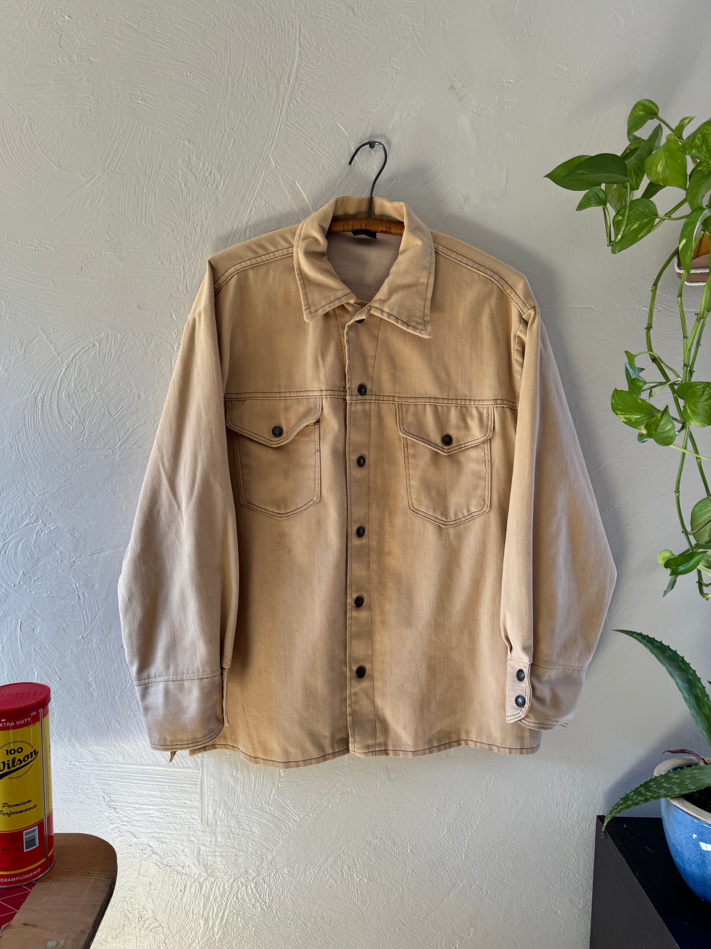 1970s Big Yank Polyester Selvedge Button Up Shirt