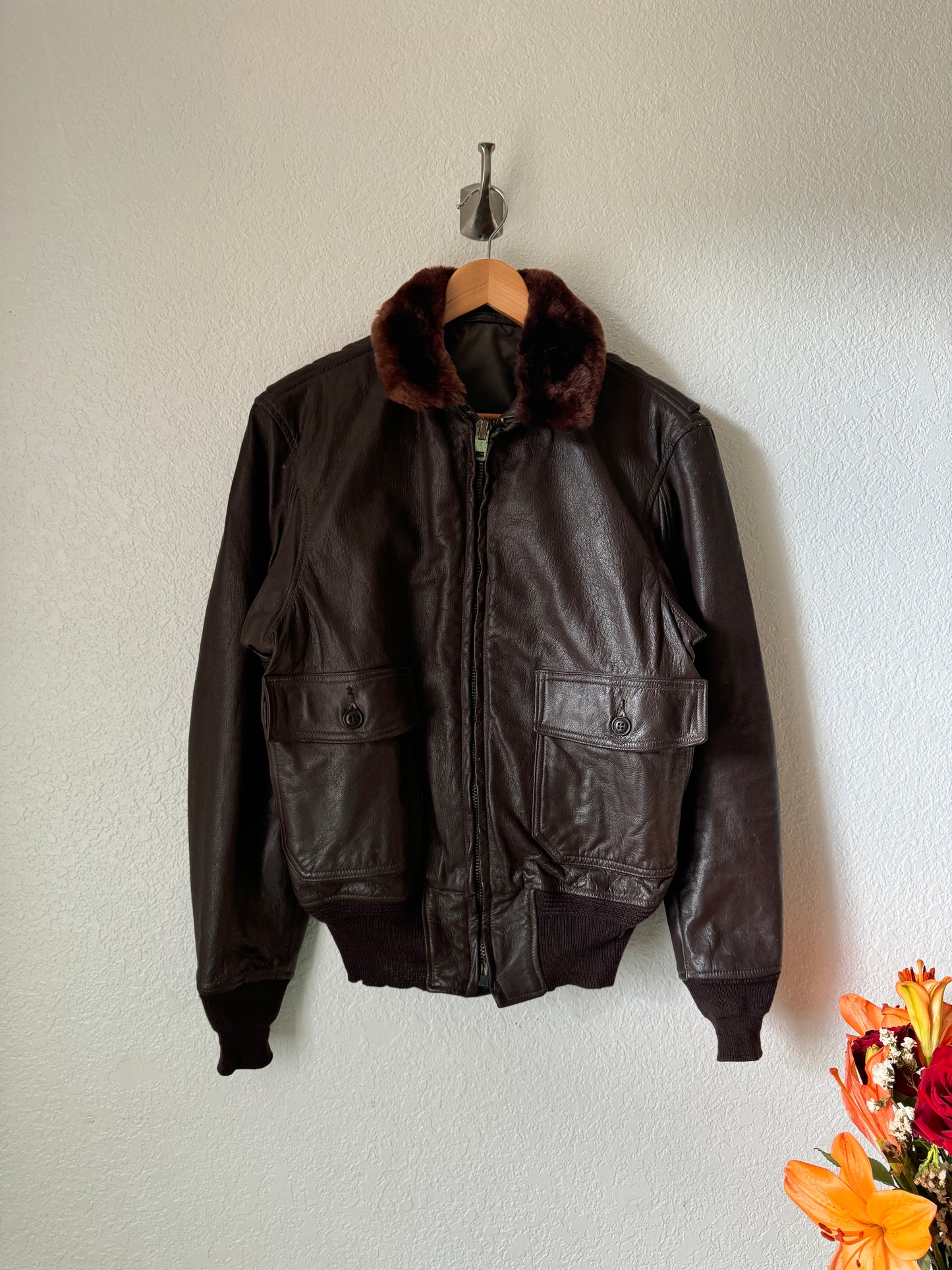 1970/80s G-1 USN Flight Leather Bomber Jacket