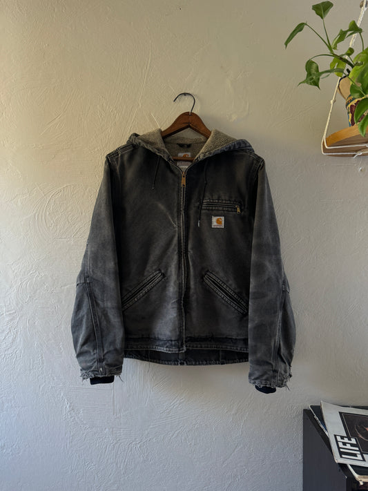 Carhartt Distressed Fleece Lined Hooded Work Jacket