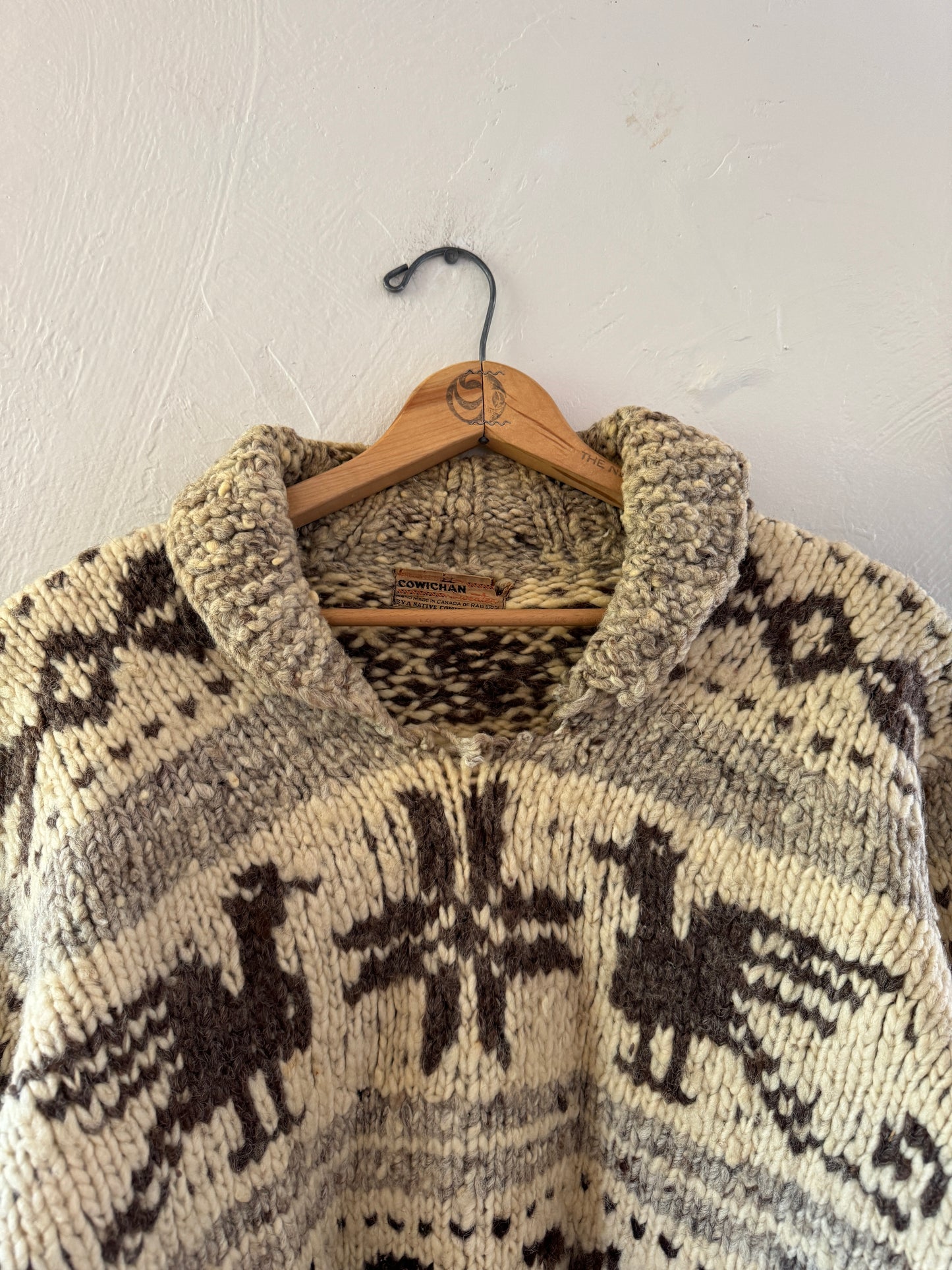 1960s Cowichan Handmade Knitted Canadian Heavy Pullover Sweater