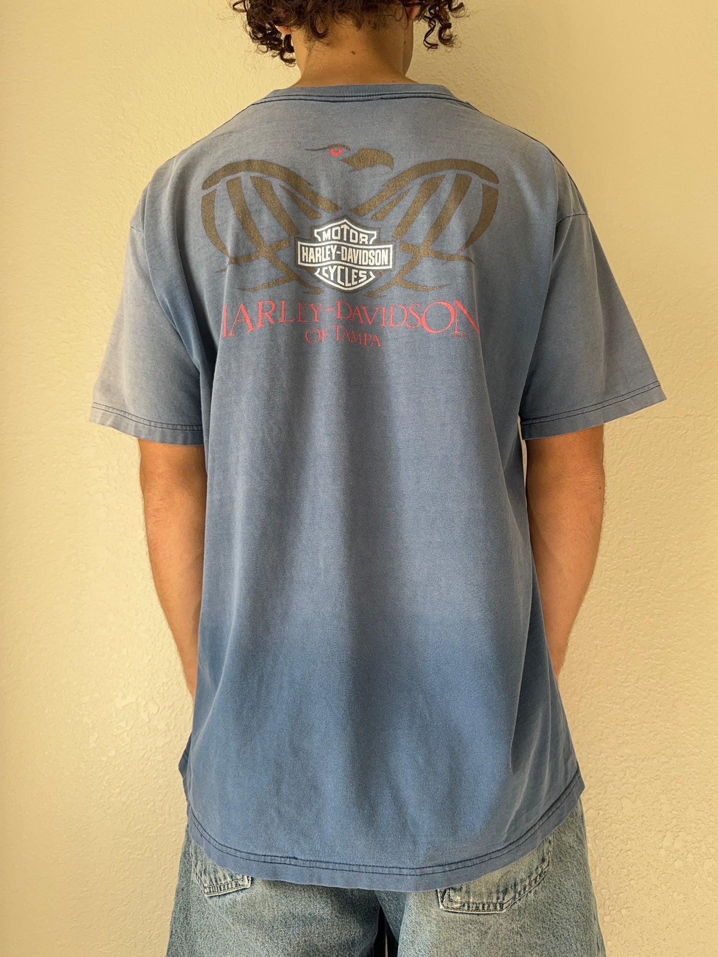 1990s Harley Davidson Tampa Florida Faded & Distressed T-Shirt