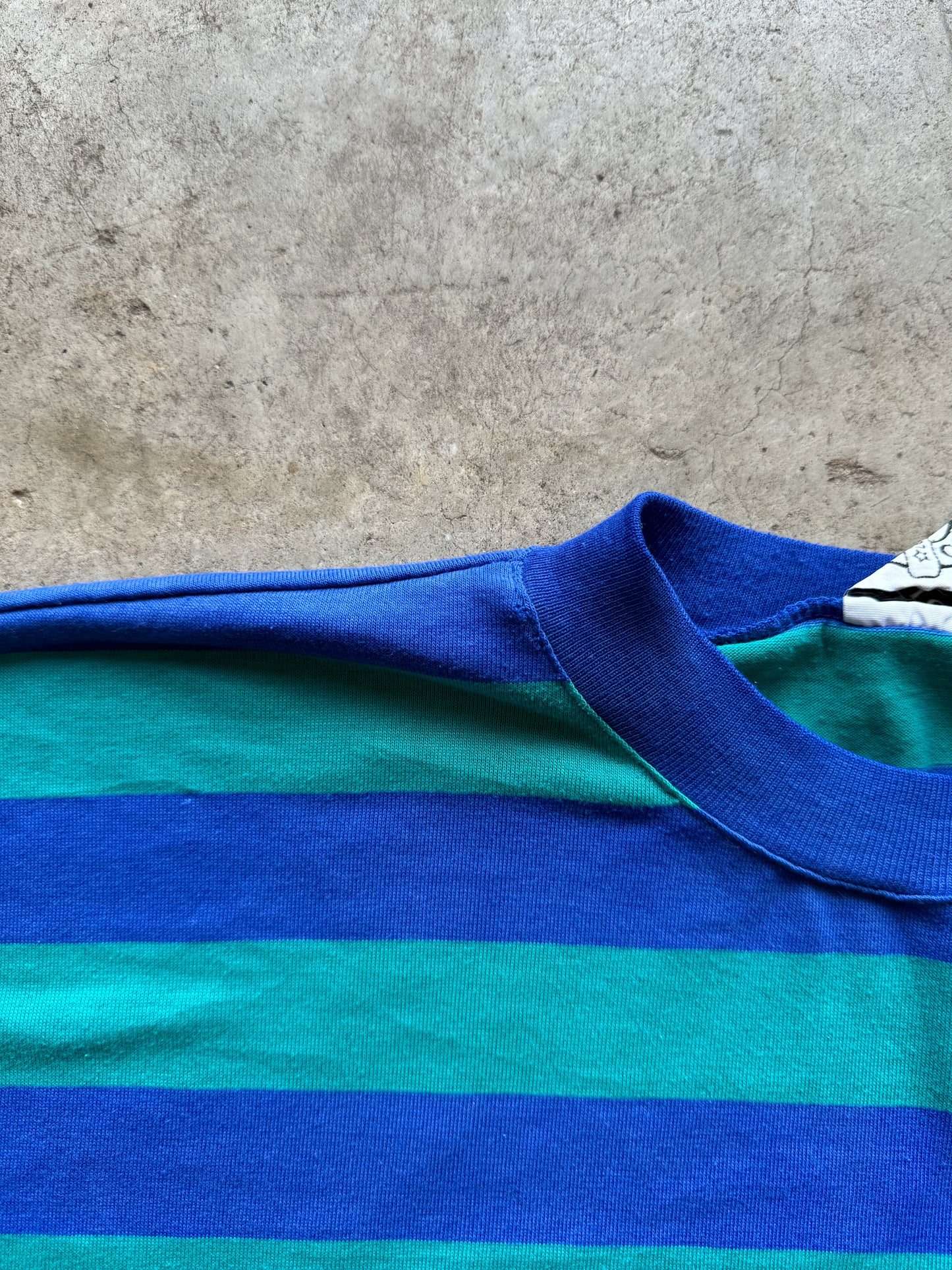 1980/90s Striped Boxy Blue Pocket T-Shirt