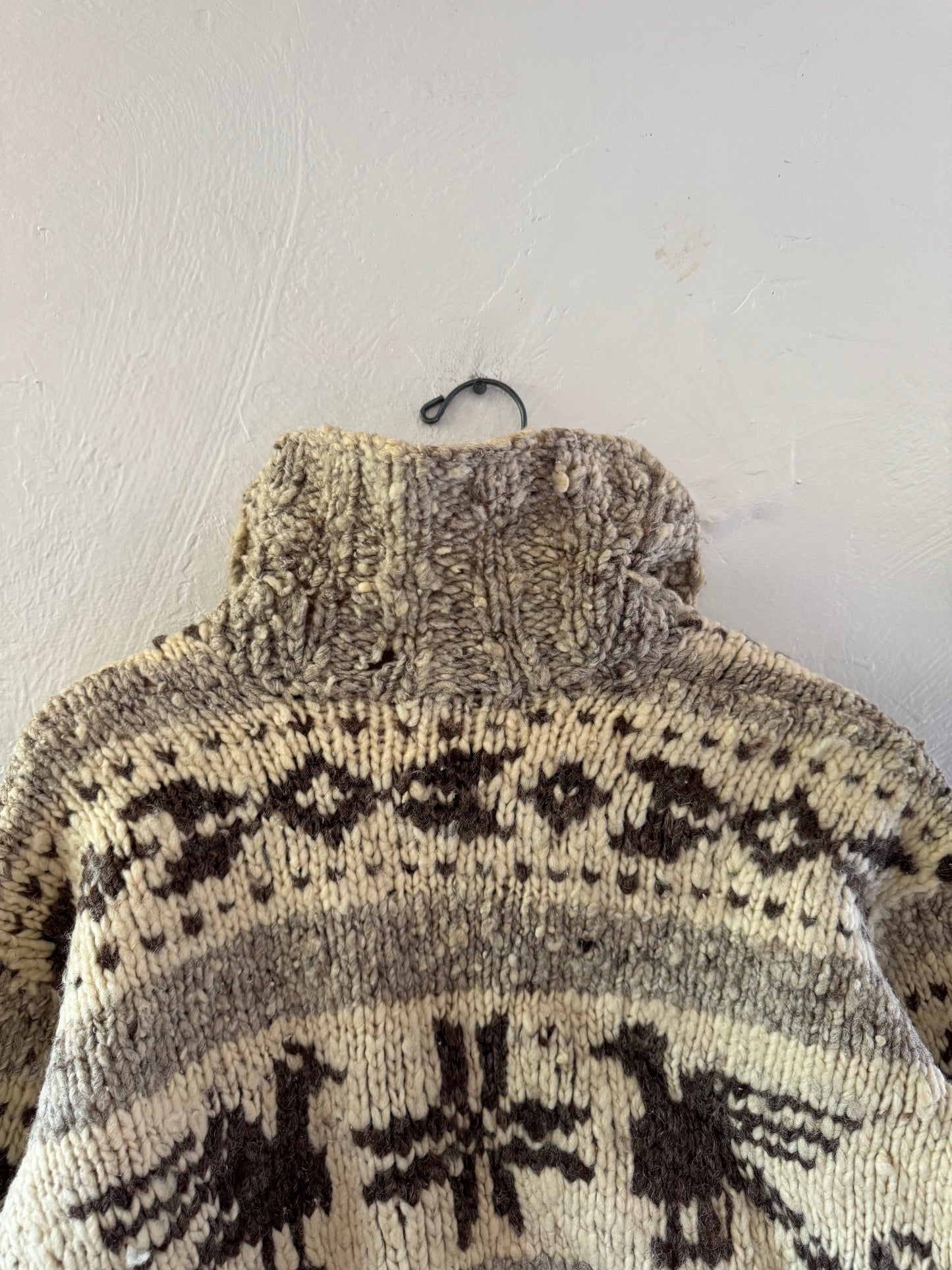 1960s Cowichan Handmade Knitted Canadian Heavy Pullover Sweater