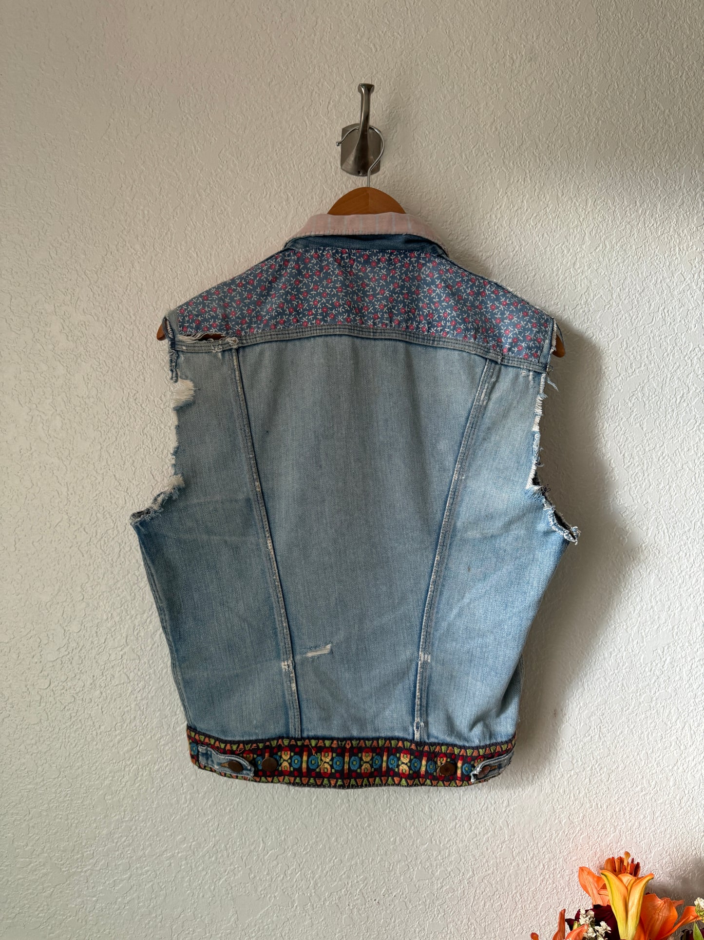 1970s Wrangler Hippie Custom Made Denim Chopped Vest