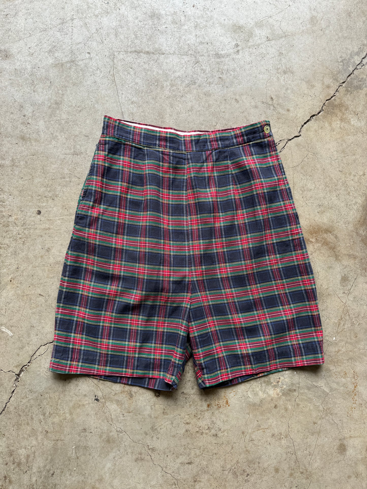 1950s Buckle Back Plaid Shorts