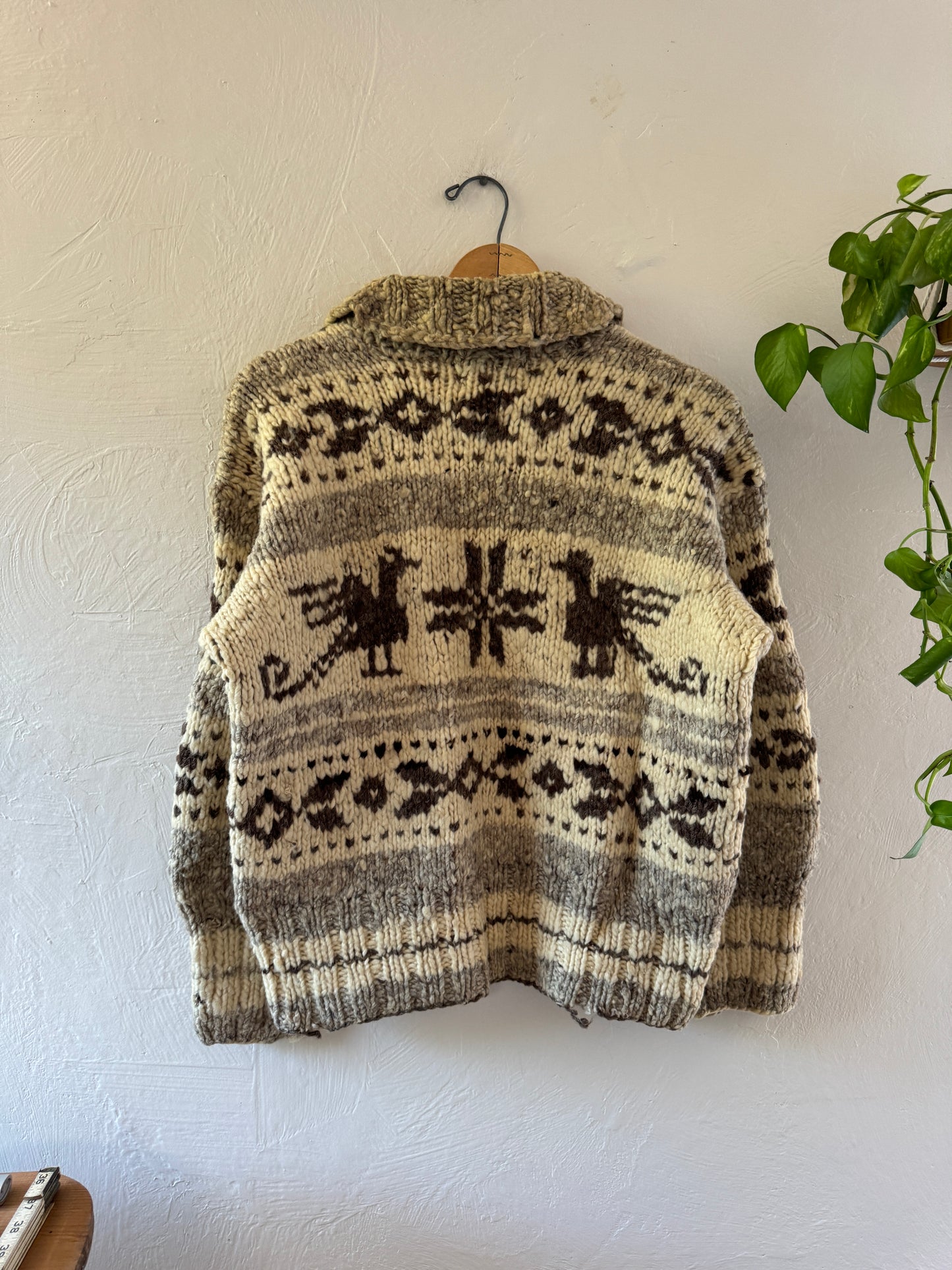 1960s Cowichan Handmade Knitted Canadian Heavy Pullover Sweater