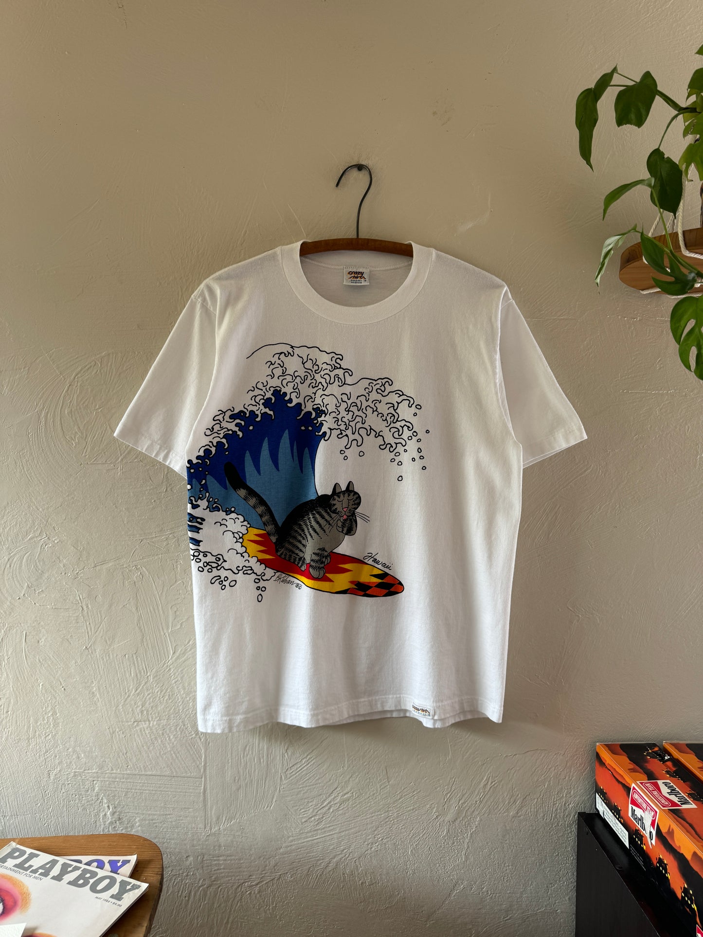 1990s Crazy Shirts Surfing Cat T-Shirt