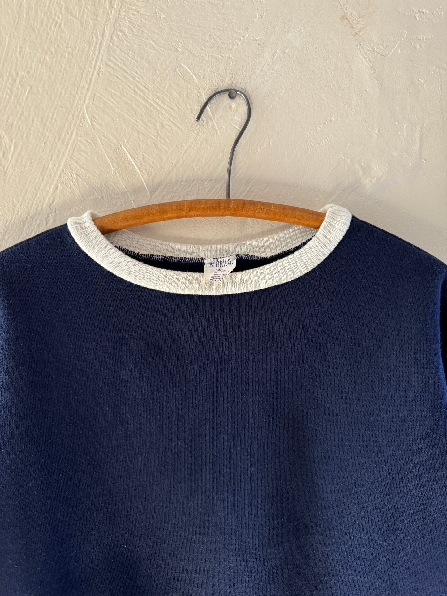 1980s Navy Two Tone Crewneck Sweater