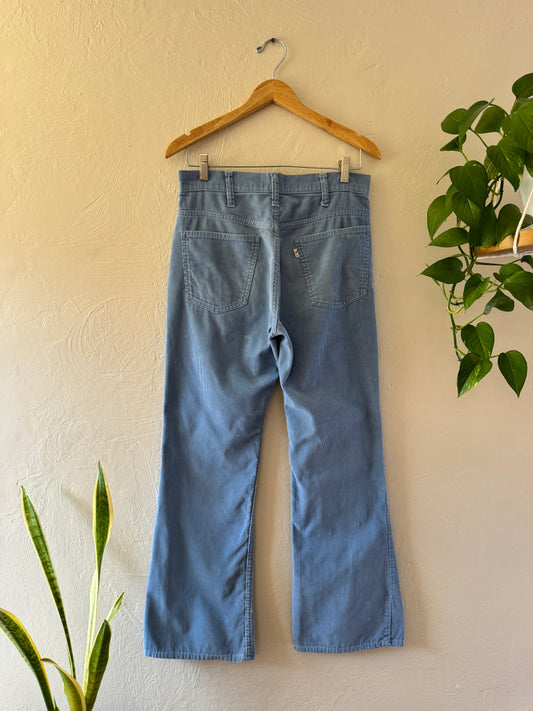 1970s Levis Corduroy Baby Blue Flared Pants