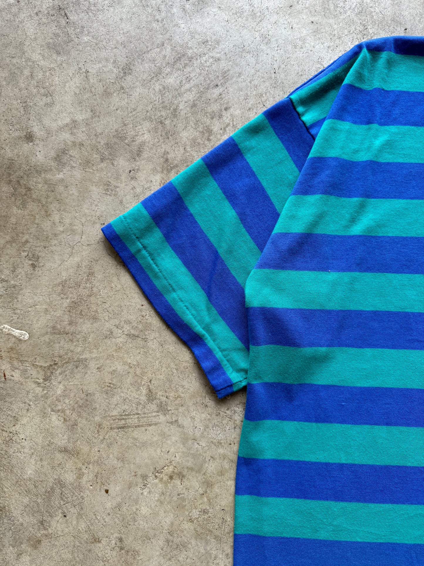 1980/90s Striped Boxy Blue Pocket T-Shirt